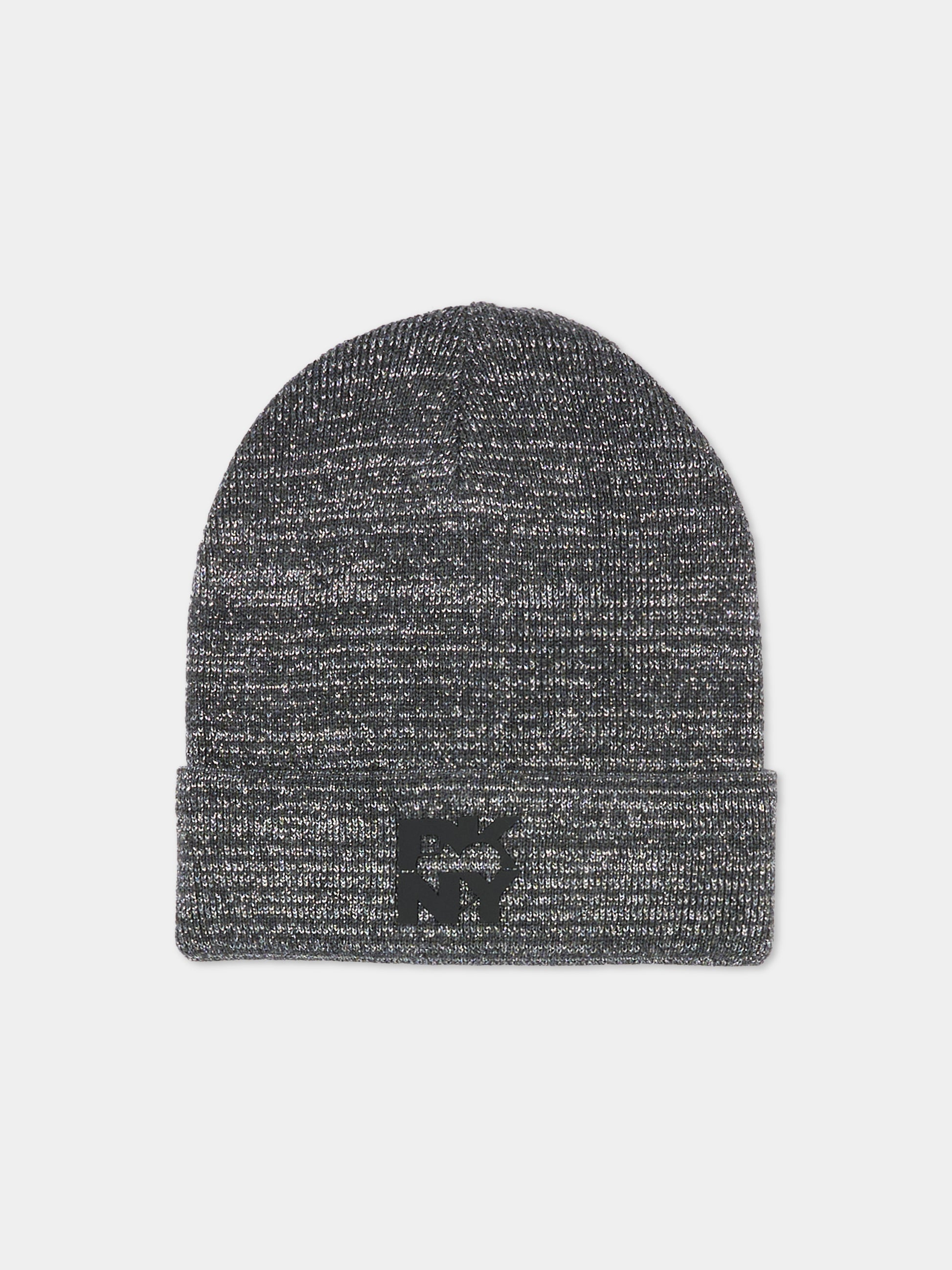 Berretto grigio per bambina con logo,Dkny,D62491 A63