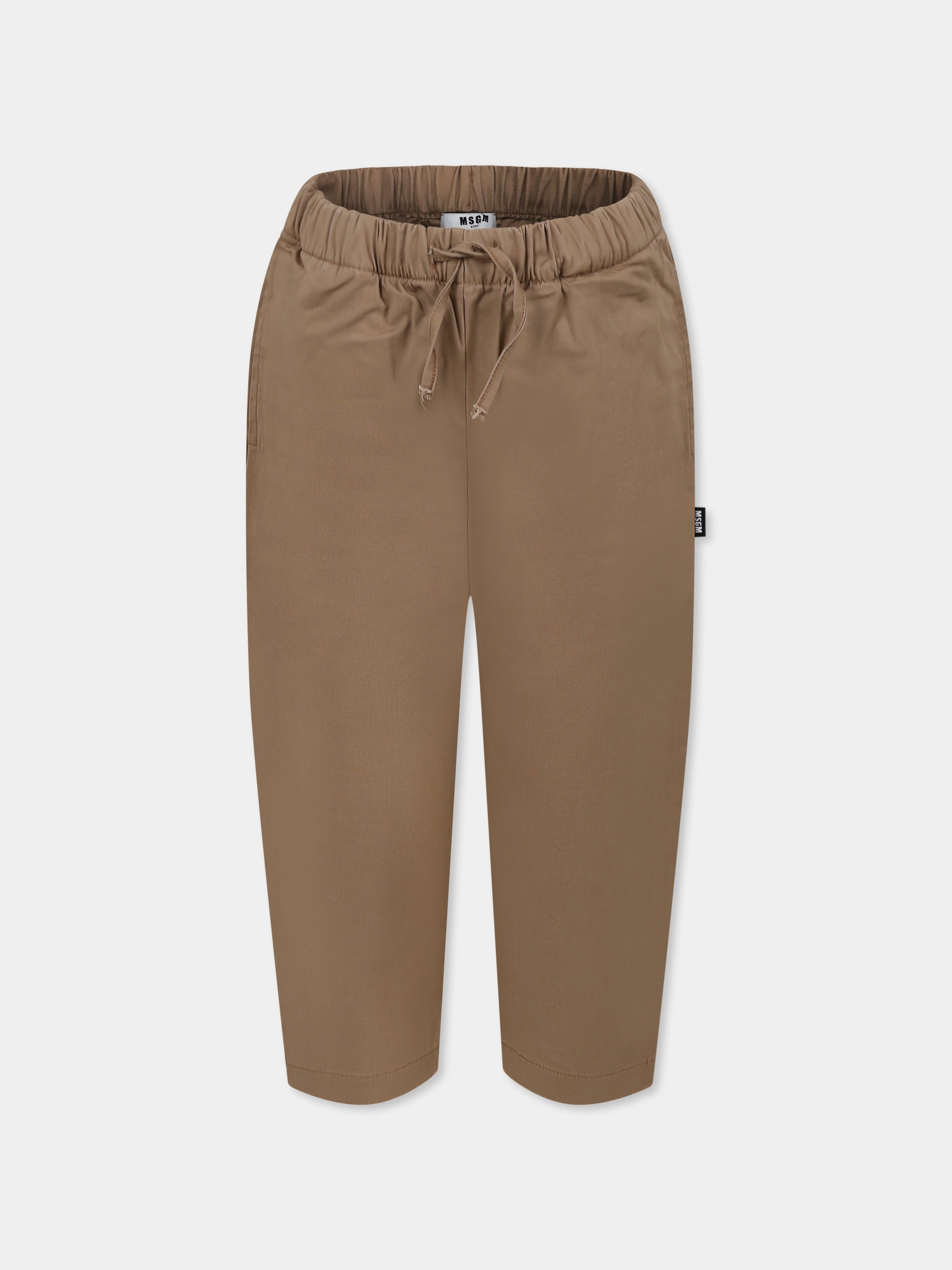 Pantaloni beige per bambino con logo,Msgm Kids,F4MSJBPA126 015