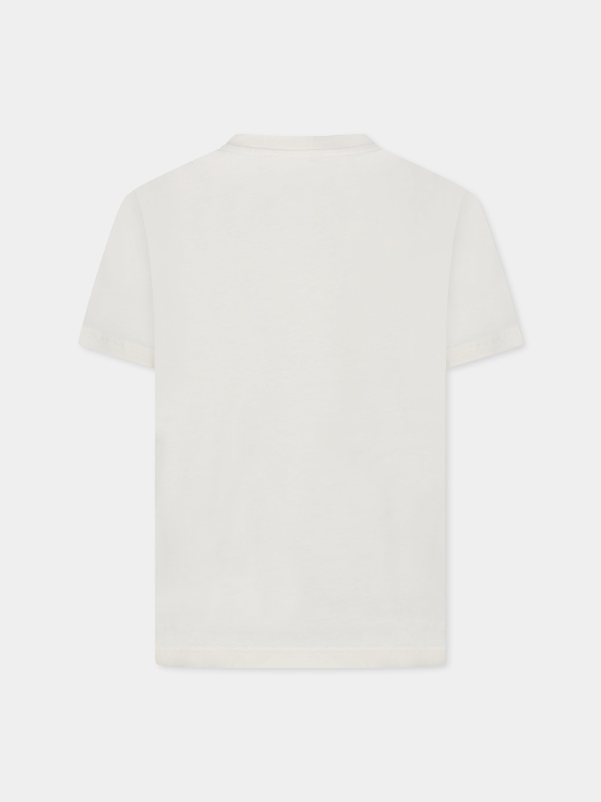 T-shirt avorio per bambino con logo e palla,Msgm Kids,F4MSJBTH246 013