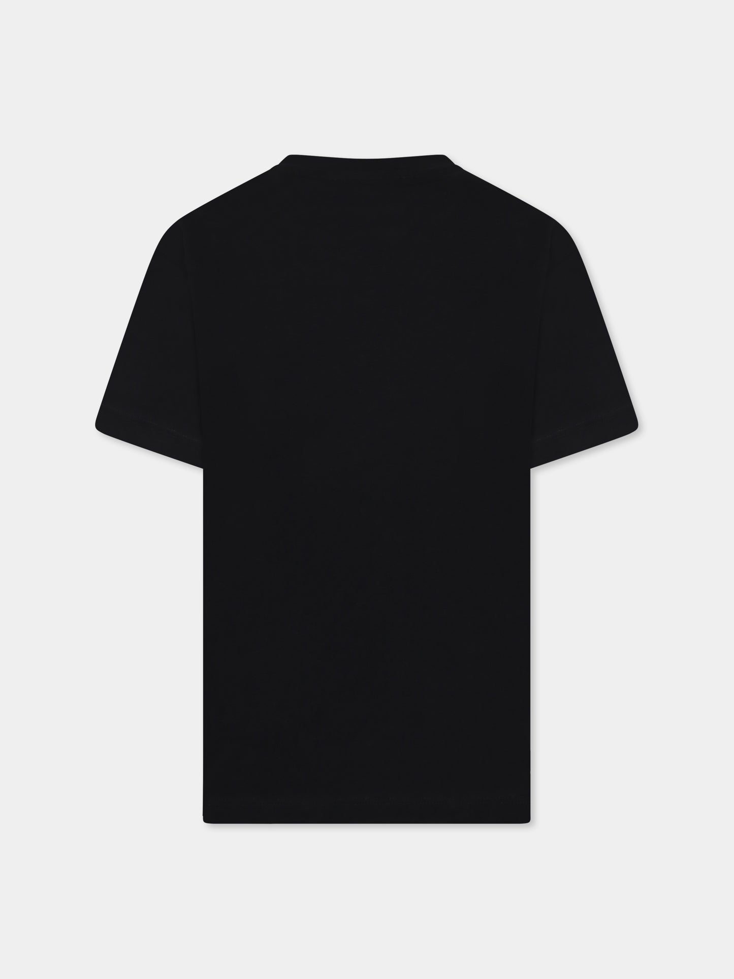 T-shirt nera per bambini con logo e palla,Msgm Kids,F4MSJBTH246 110