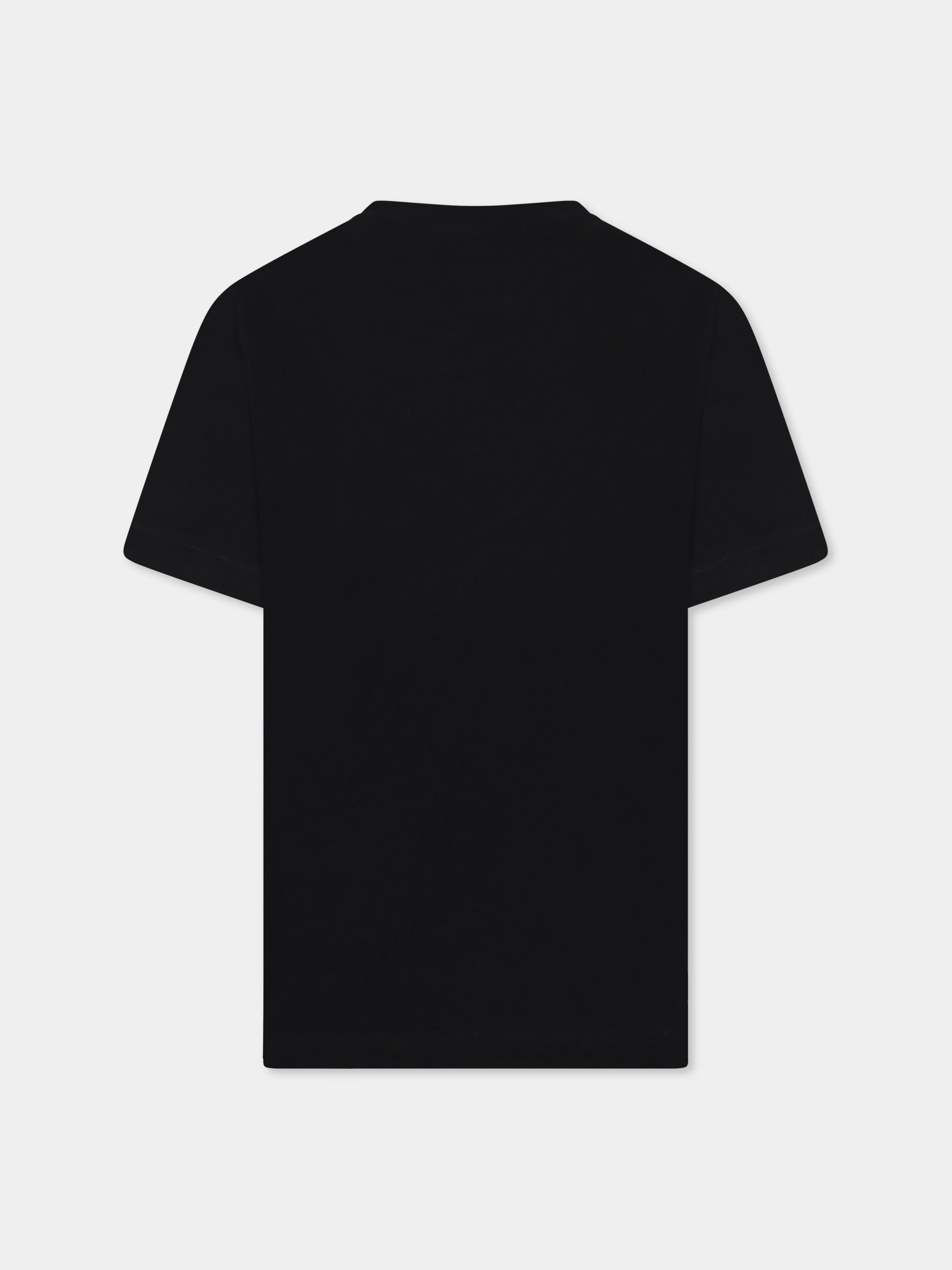 T-shirt nera per bambini con logo e palla,Msgm Kids,F4MSJBTH246 110