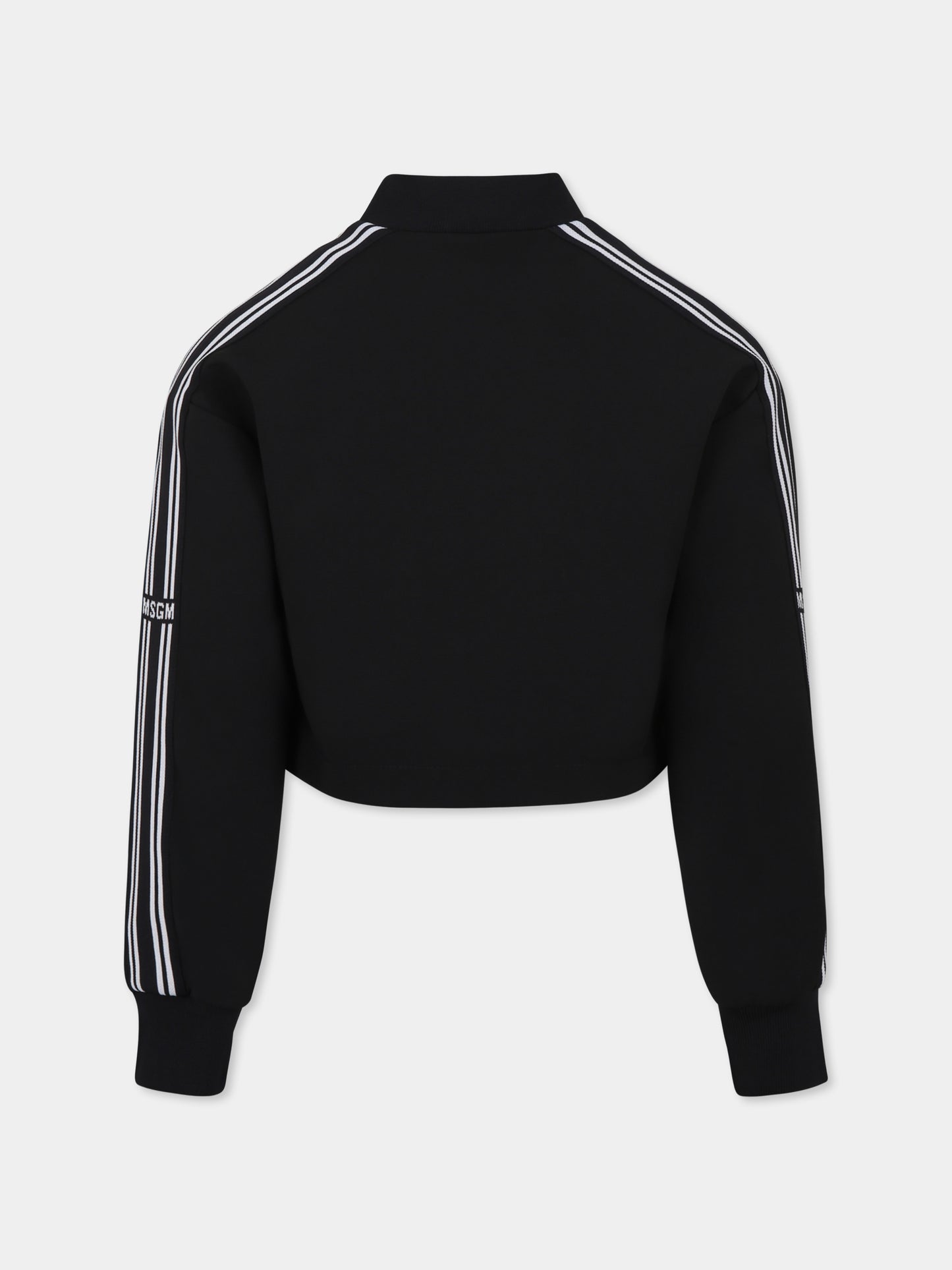 Bomber crop nero per bambina con logo,Msgm Kids,F4MSJGBO104 110