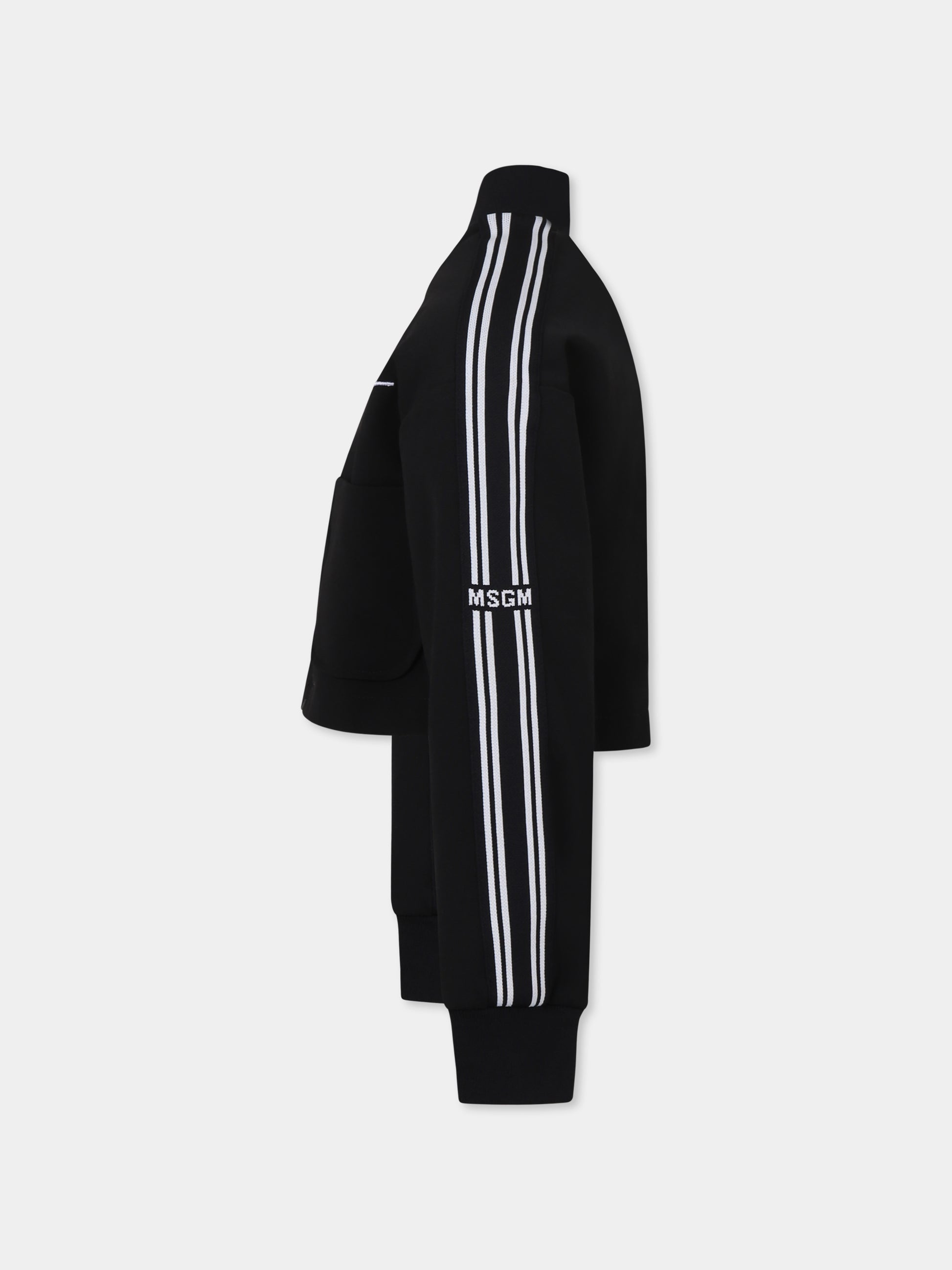 Bomber crop nero per bambina con logo,Msgm Kids,F4MSJGBO104 110