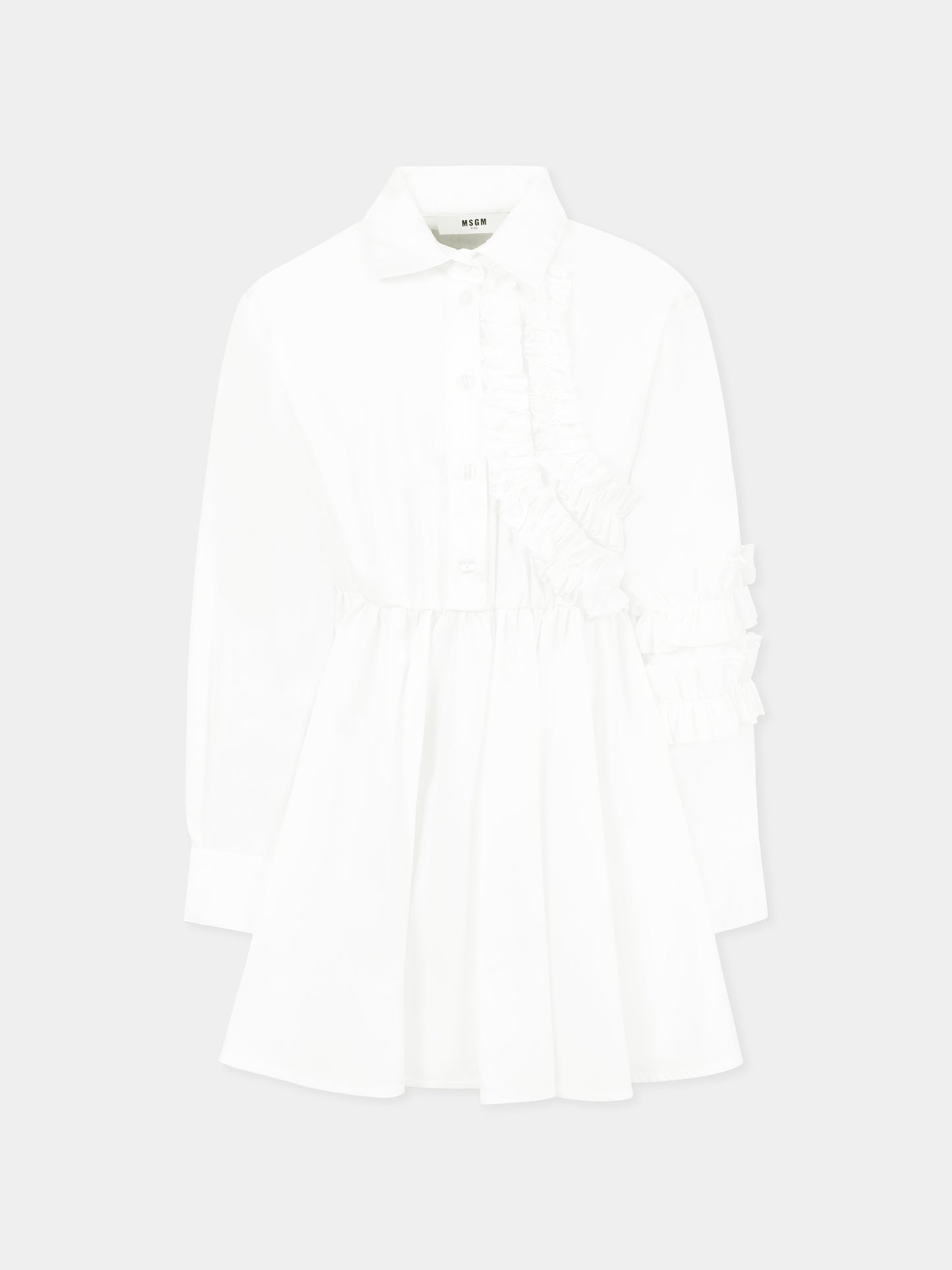 Vestito bianco per bambina con logo,Msgm Kids,F4MSJGDR137 001