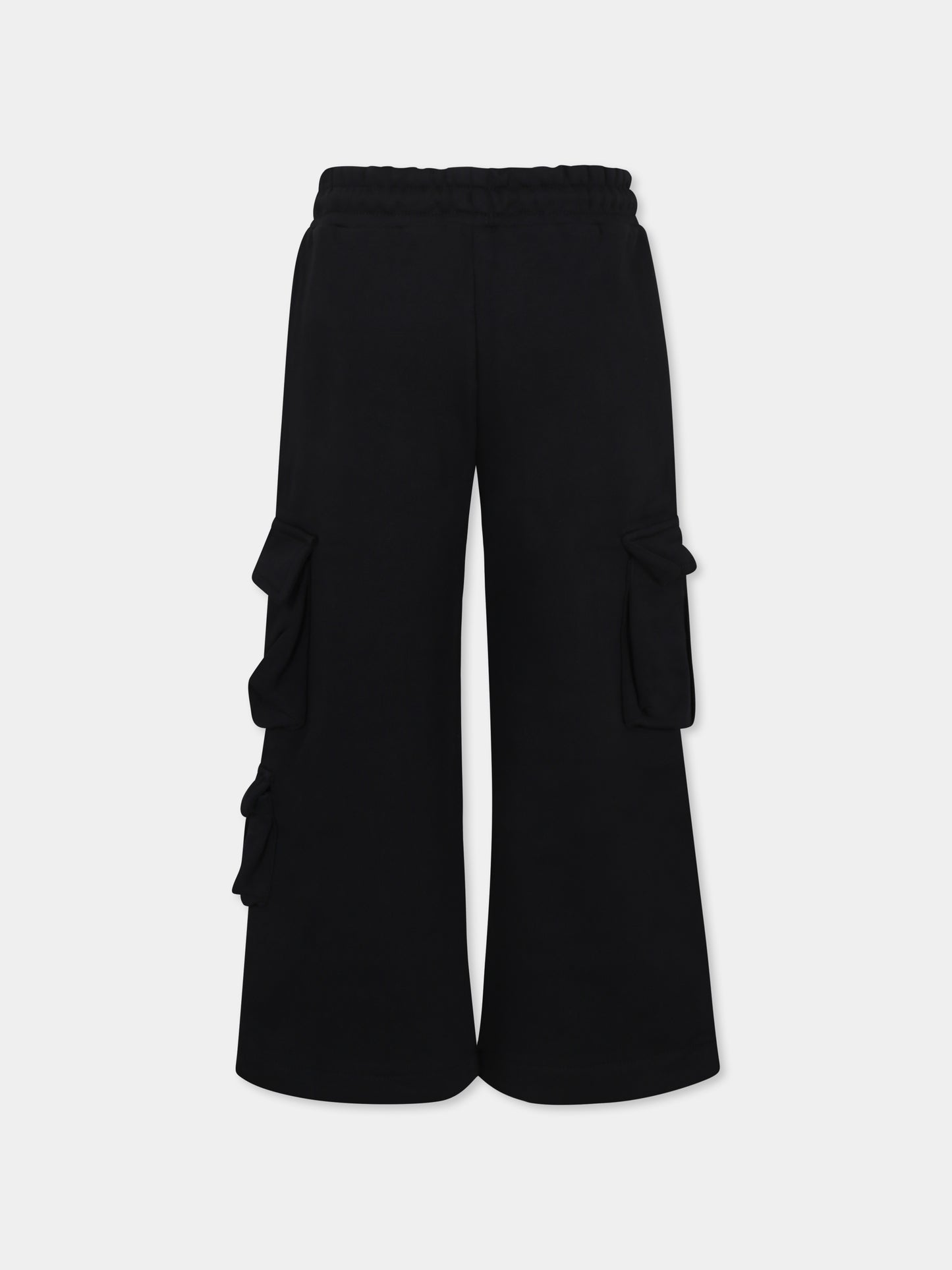 Pantaloni neri per bambina con logo,Msgm Kids,F4MSJGFP192 110