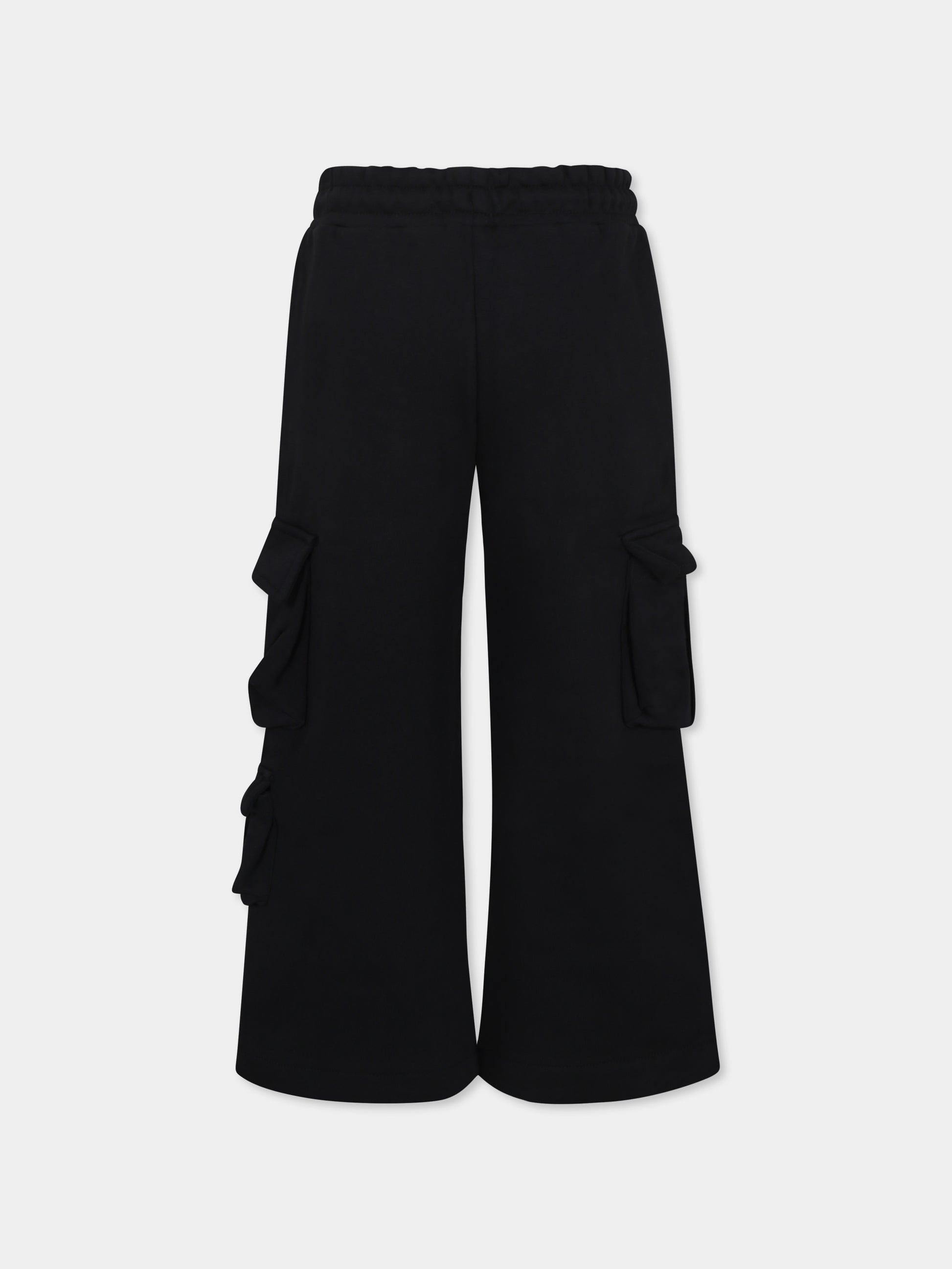 Pantaloni neri per bambina con logo,Msgm Kids,F4MSJGFP192 110