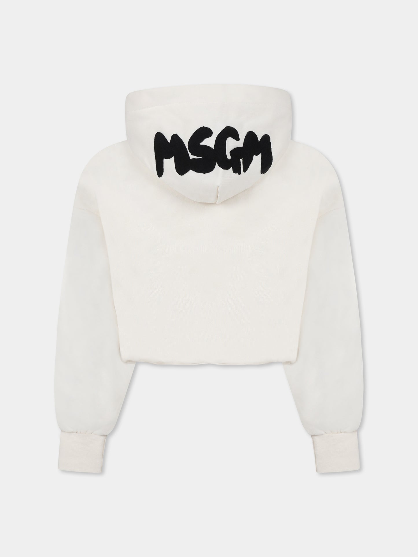 Felpa crop avorio per bambina con logo,Msgm Kids,F4MSJGHS140 013