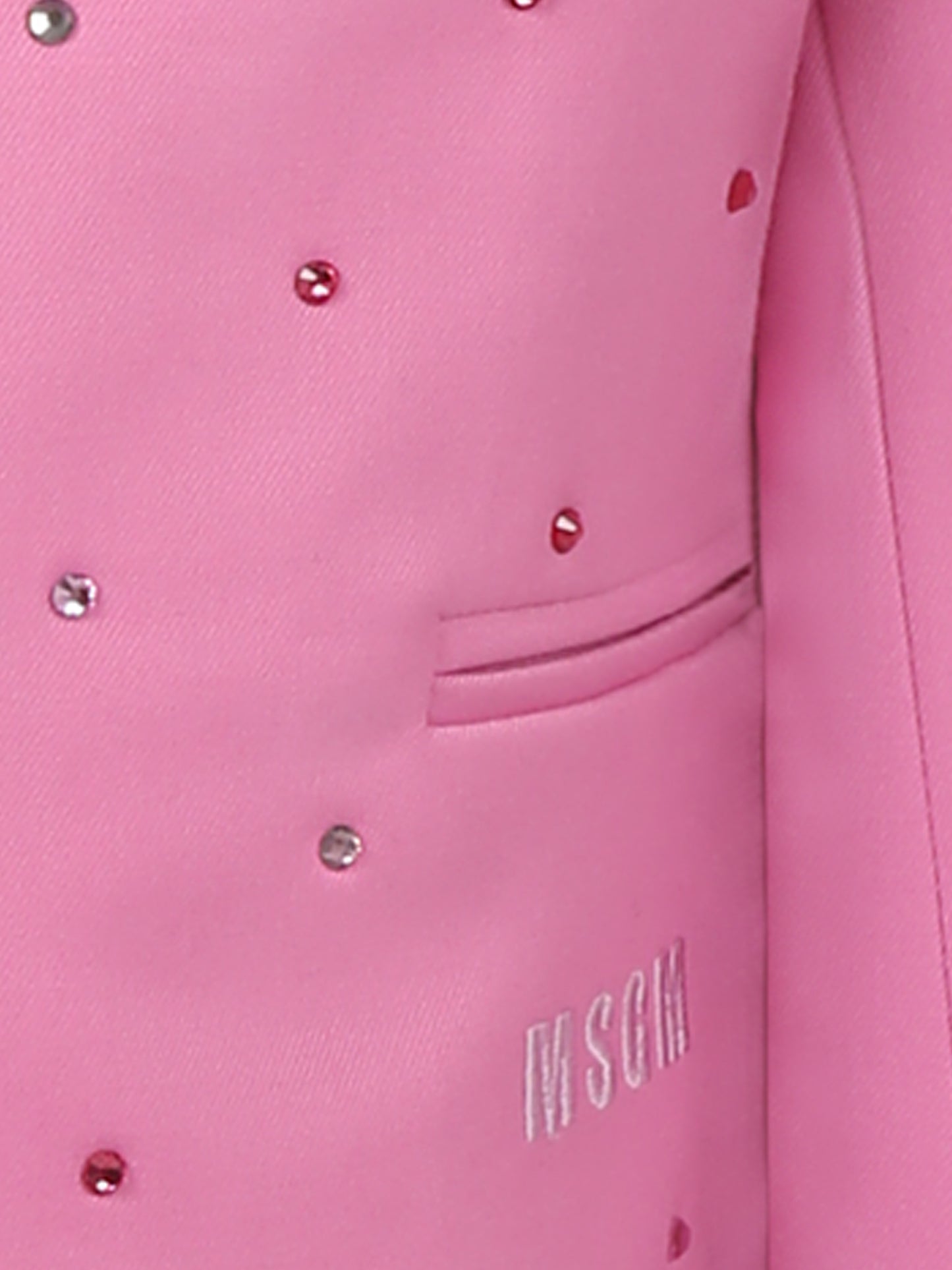 Giacca rosa per bambina con strass e logo,Msgm Kids,F4MSJGJK186 042