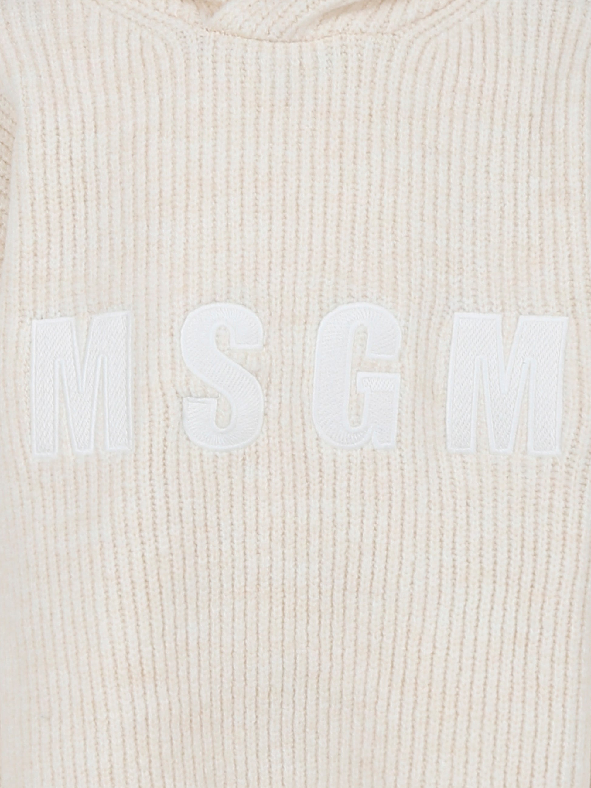 Maglione crop avorio per bambina con logo,Msgm Kids,F4MSJGJP078 013
