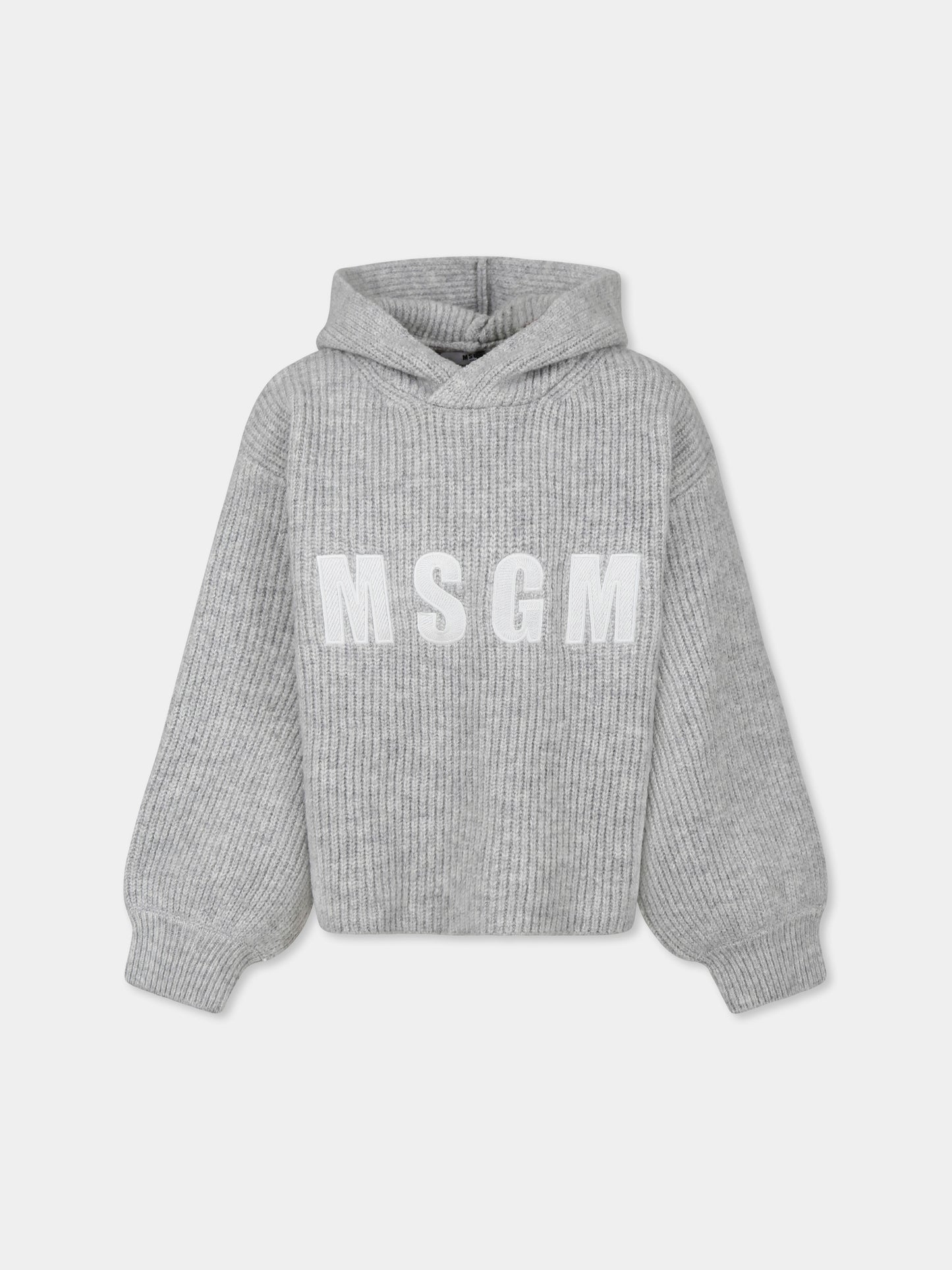 Maglione crop grigio per bambina con logo,Msgm Kids,F4MSJGJP078 107
