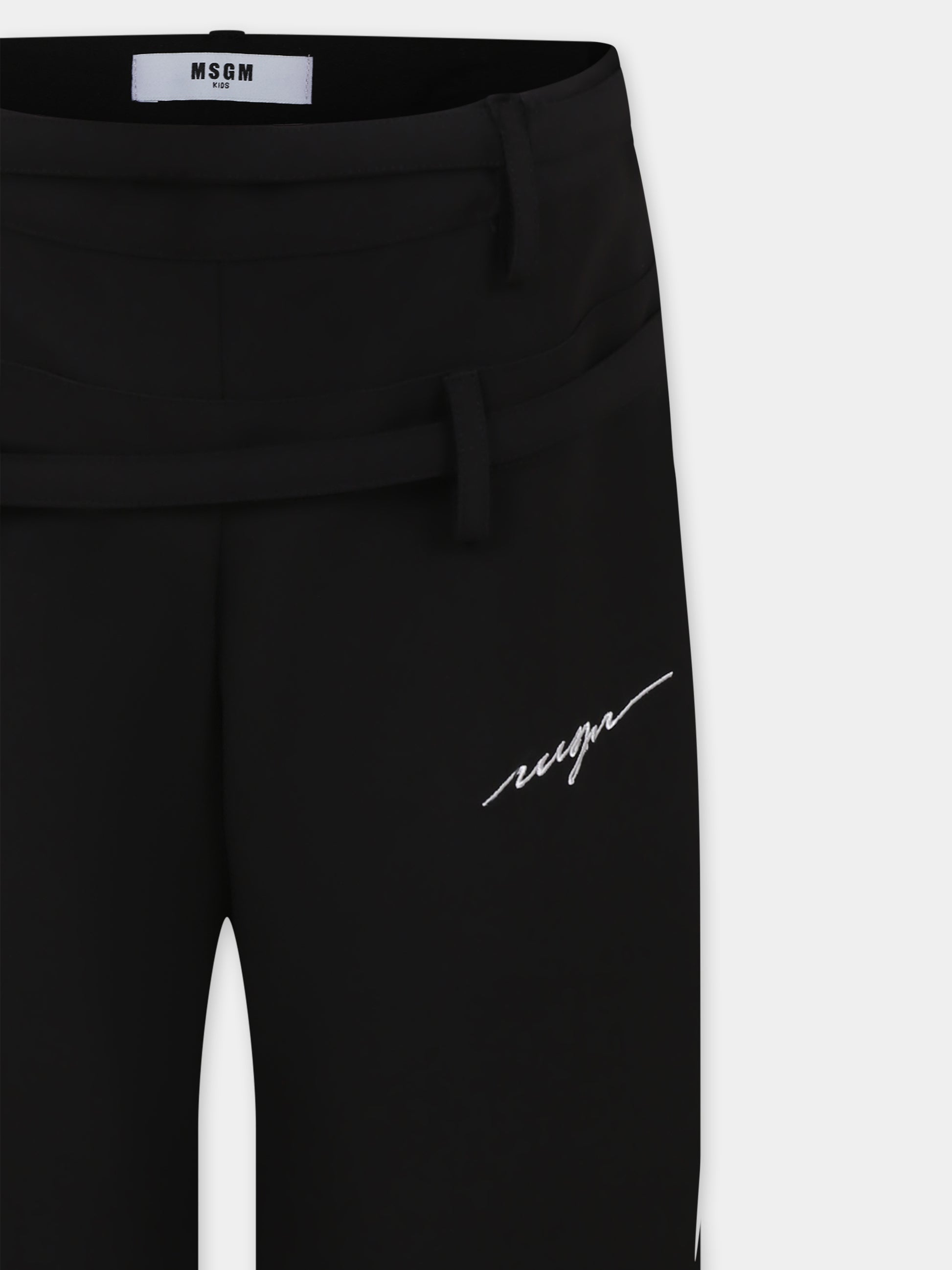 Pantaloni neri per bambina con logo,Msgm Kids,F4MSJGPA146 110