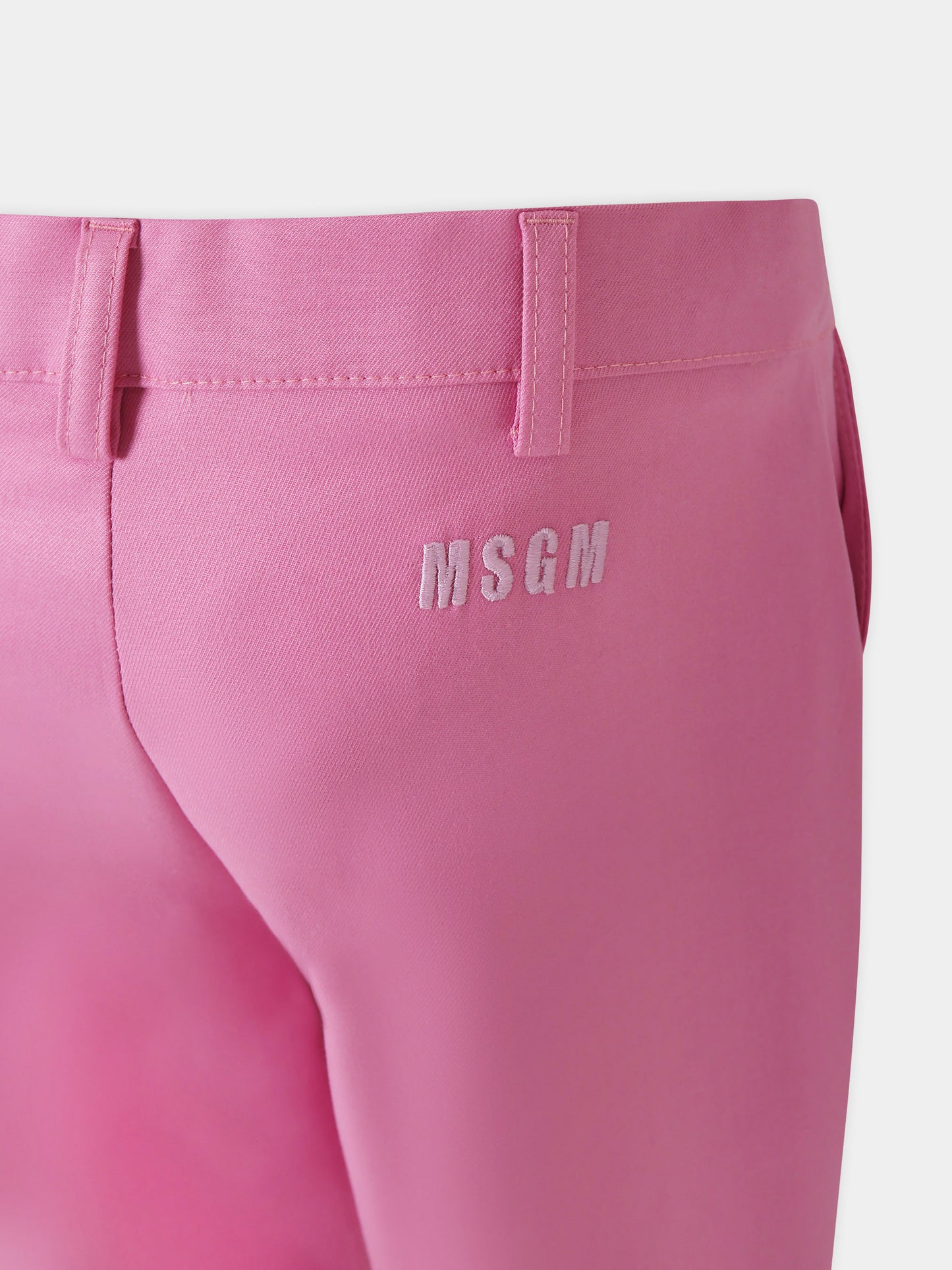 Pantalon rose pour fille avec strass et logo