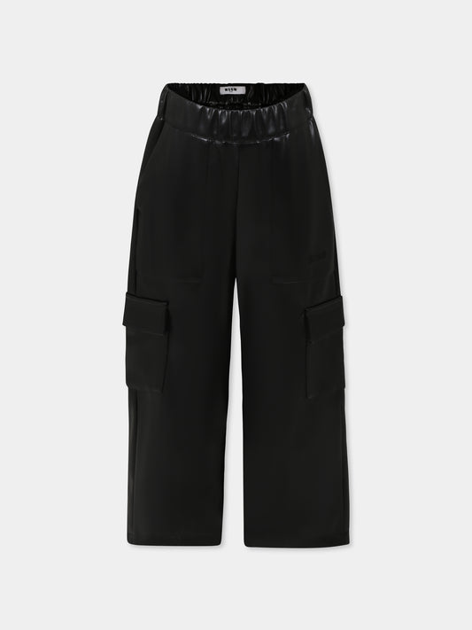 Pantaloni neri per bambina con logo,Msgm Kids,F4MSJGPA296 110