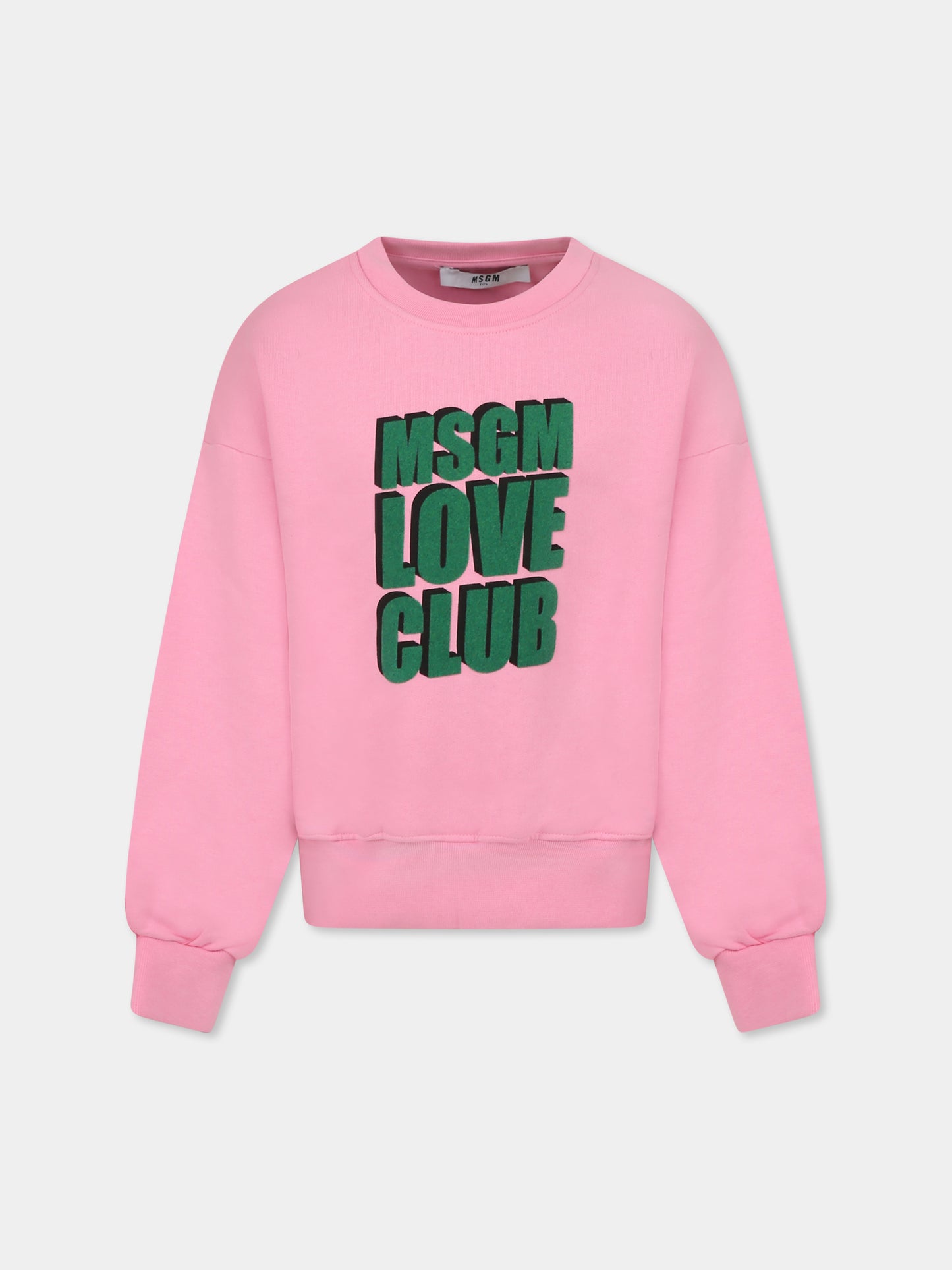 Sweat rose pour fille avec logo