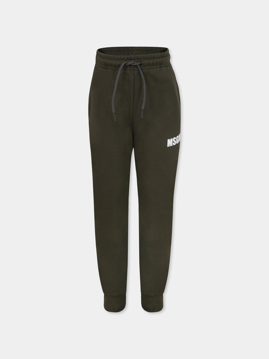 Pantaloni verdi per bambini con logo,Msgm Kids,F4MSJUFP062 082