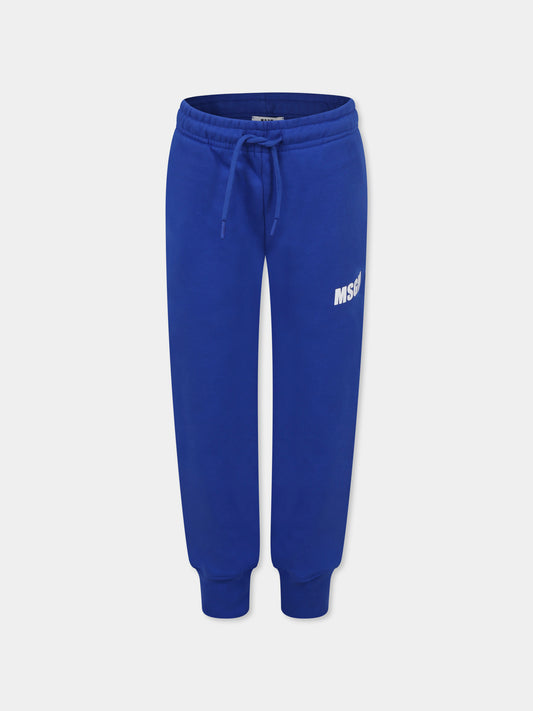 Pantaloni blu per bambini con logo,Msgm Kids,F4MSJUFP062 130