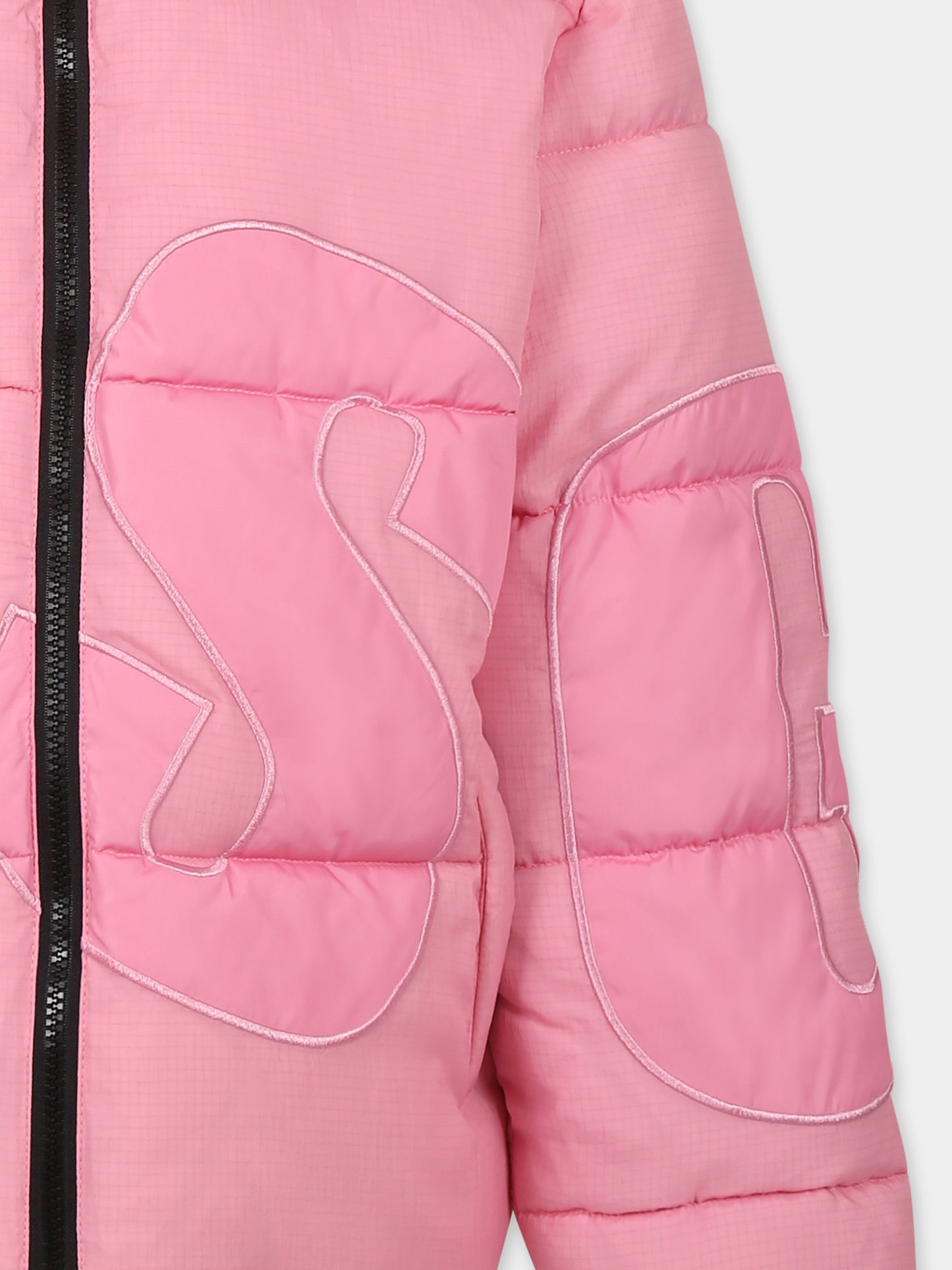 Piumino rosa per bambina con logo,Msgm Kids,F4MSJUPF004 042