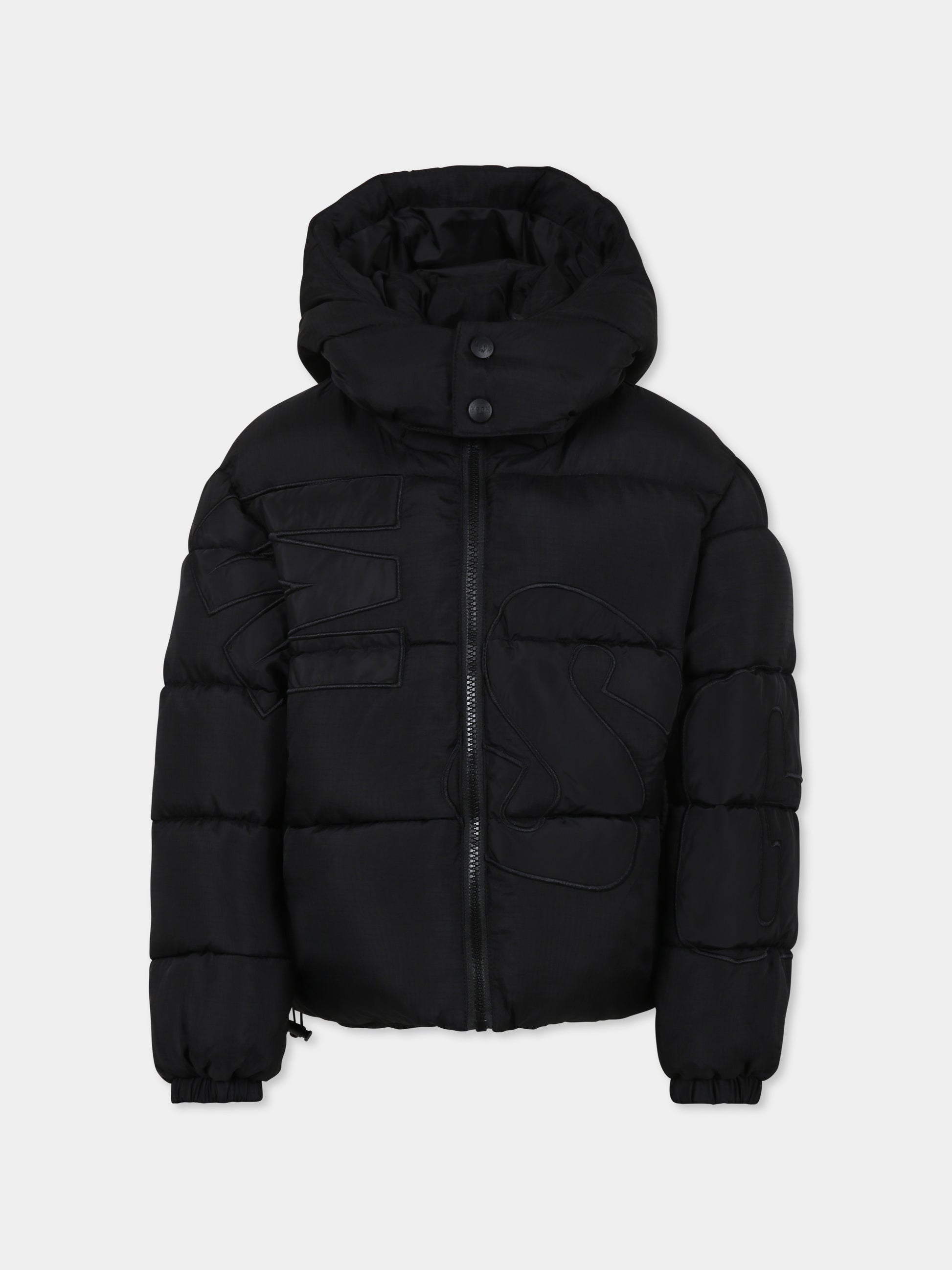 Piumino nero per bambini con logo,Msgm Kids,F4MSJUPF004 110