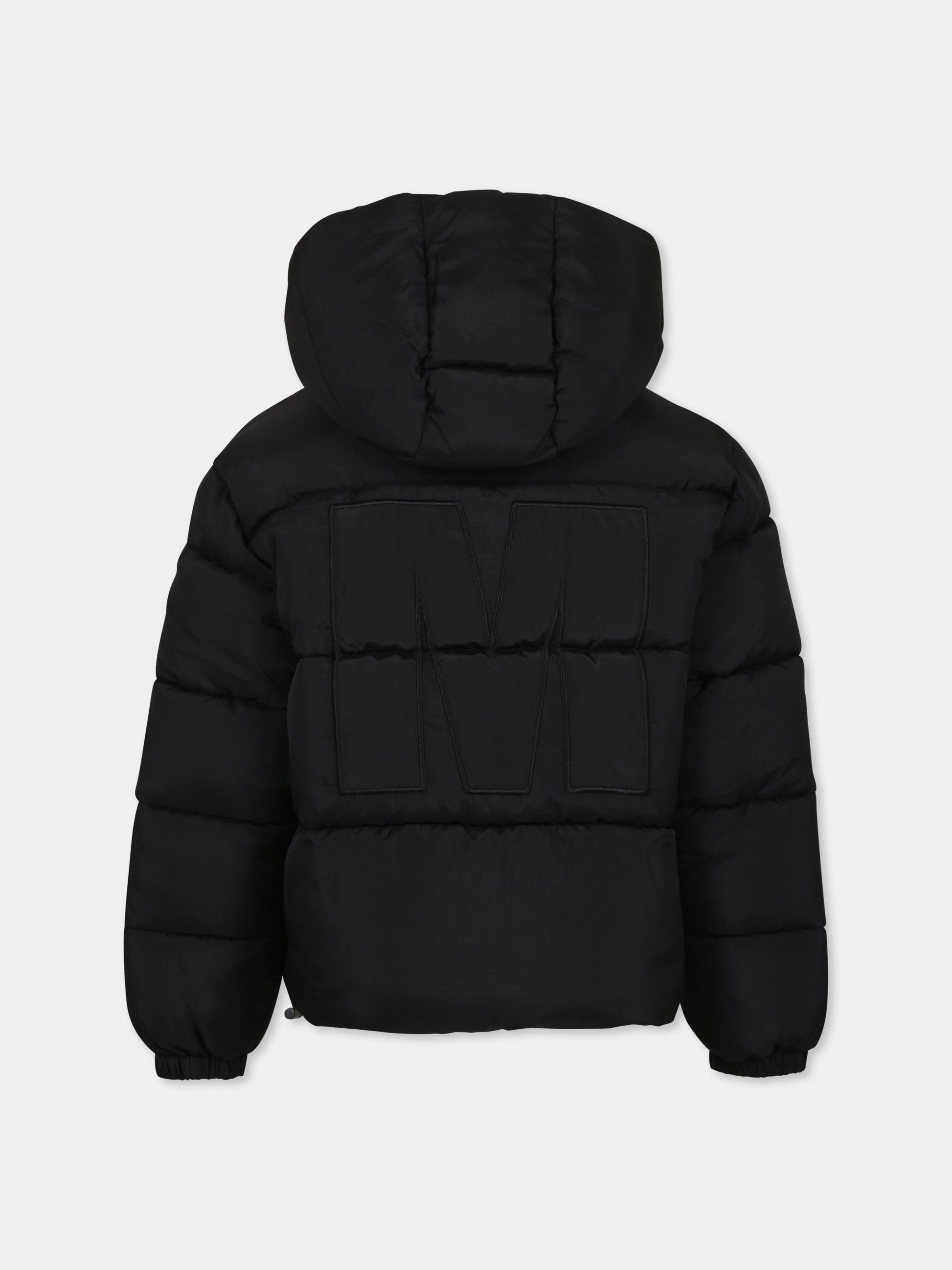 Piumino nero per bambini con logo,Msgm Kids,F4MSJUPF004 110