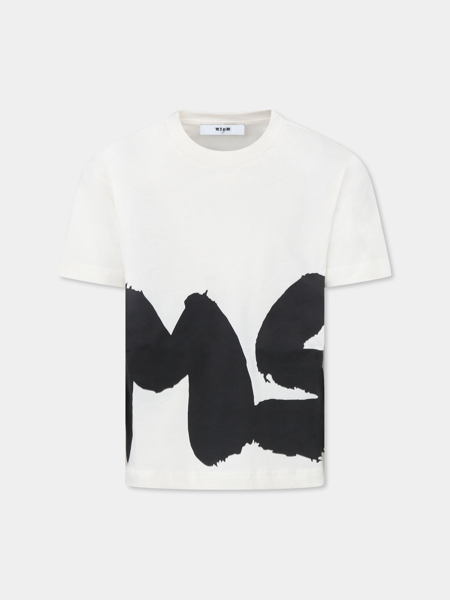 T-shirt avorio per bambini con logo,Msgm Kids,F4MSJUTH056 013