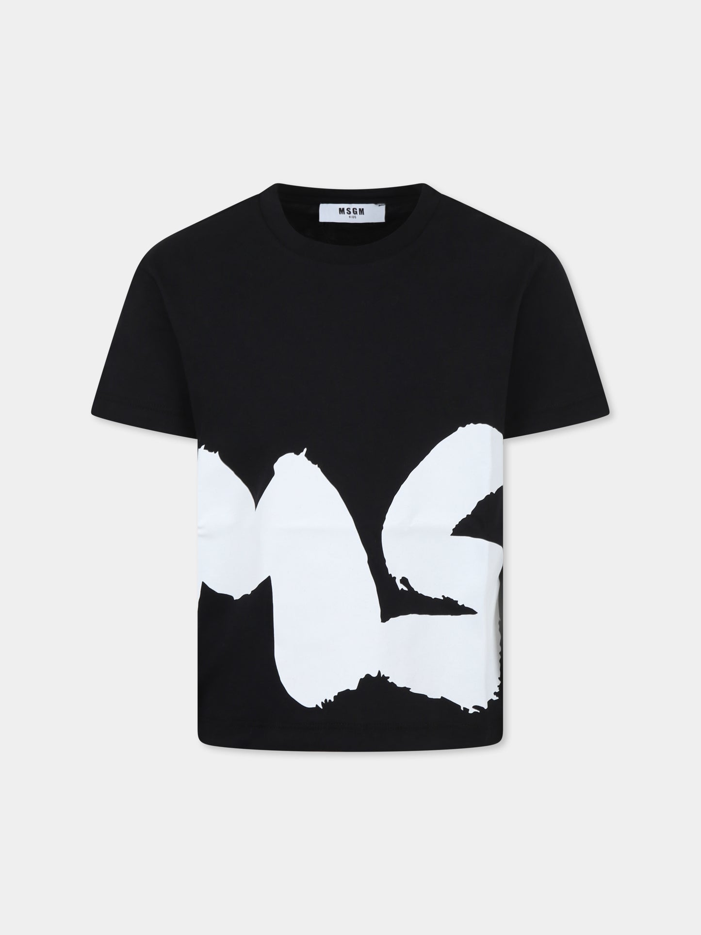 T-shirt nera per bambini con logo,Msgm Kids,F4MSJUTH056 110