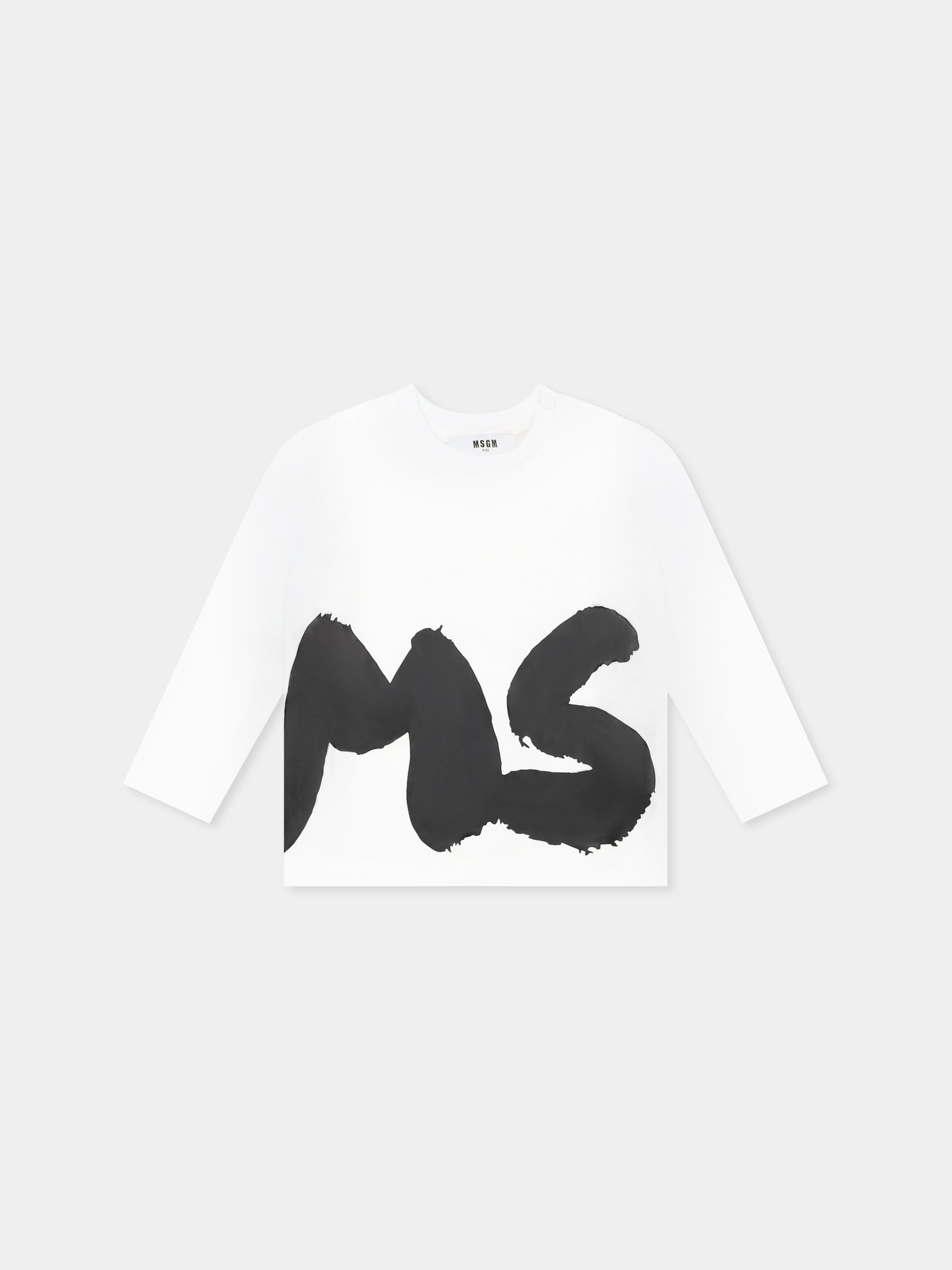 T-shirt bianca per neonati con logo,Msgm Kids,F4MSUNTH266 001