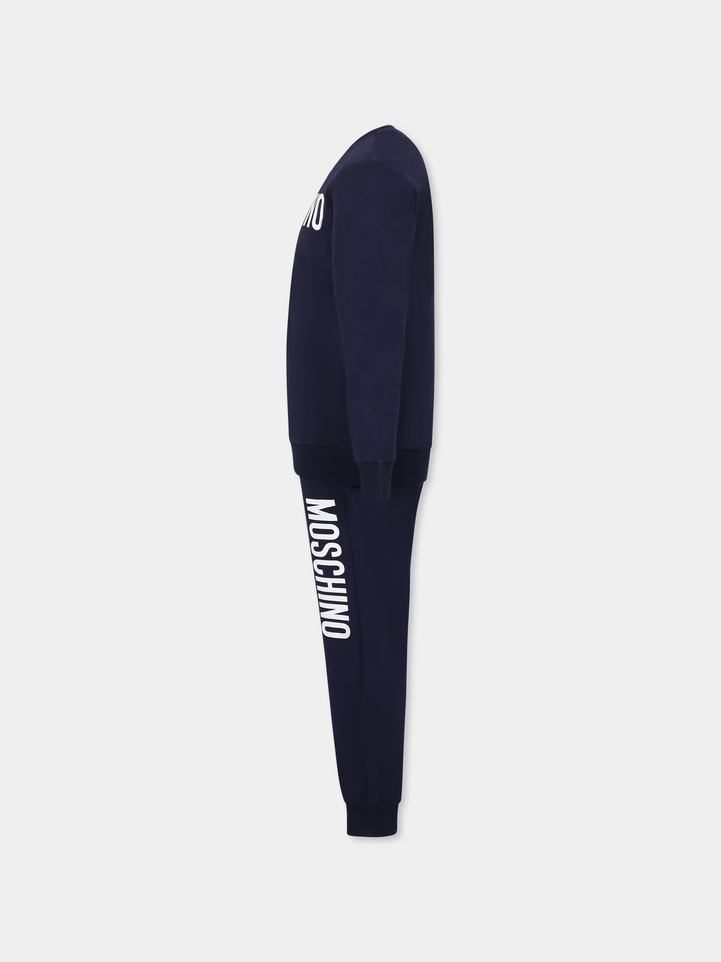 Completo blu per bambini con logo,Moschino Kids,HUK045 LDA21 40016