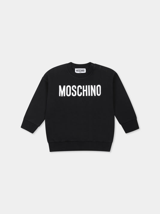 Felpa nera per neonati con logo,Moschino Kids,MUF05O LCA60 60100