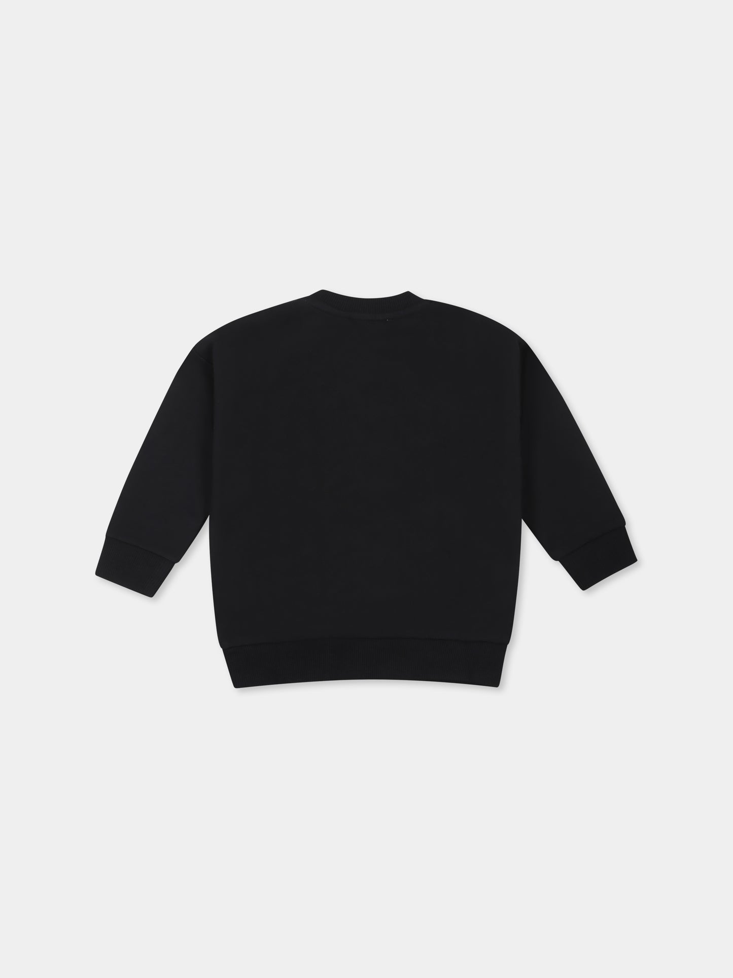 Felpa nera per neonati con logo,Moschino Kids,MUF05O LCA60 60100