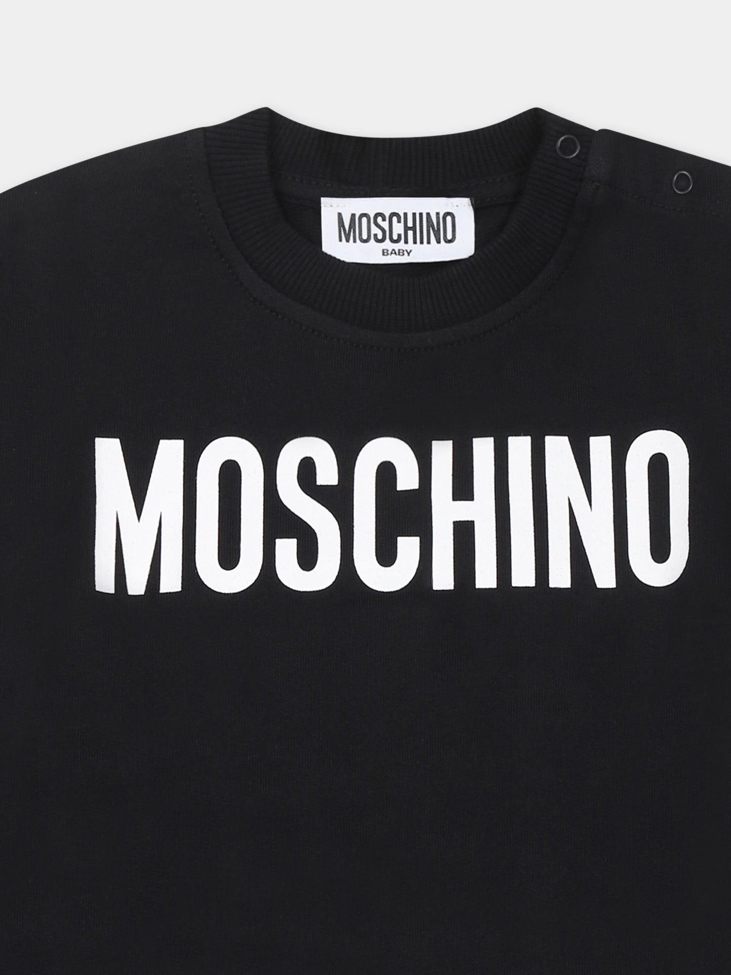 Felpa nera per neonati con logo,Moschino Kids,MUF05O LCA60 60100