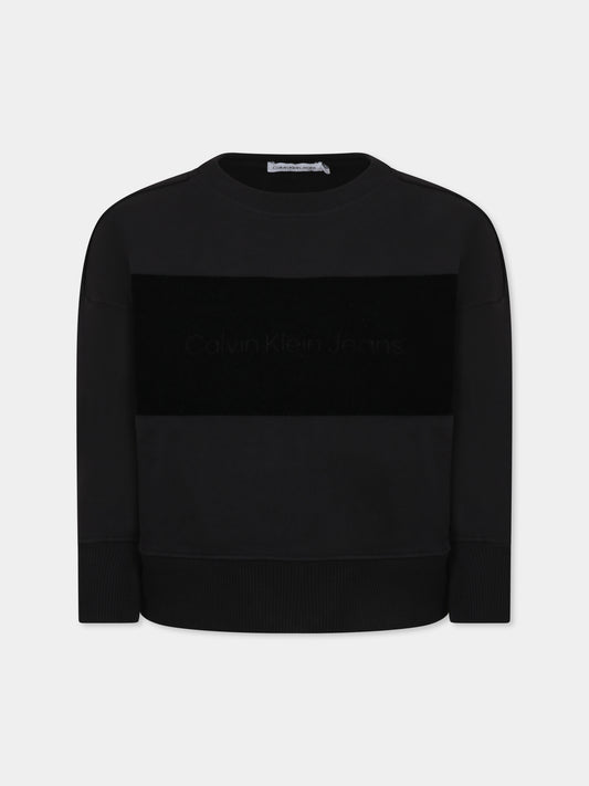 Felpa nera per bambino con logo,Calvin Klein Kids,IB0IB02135 BEH