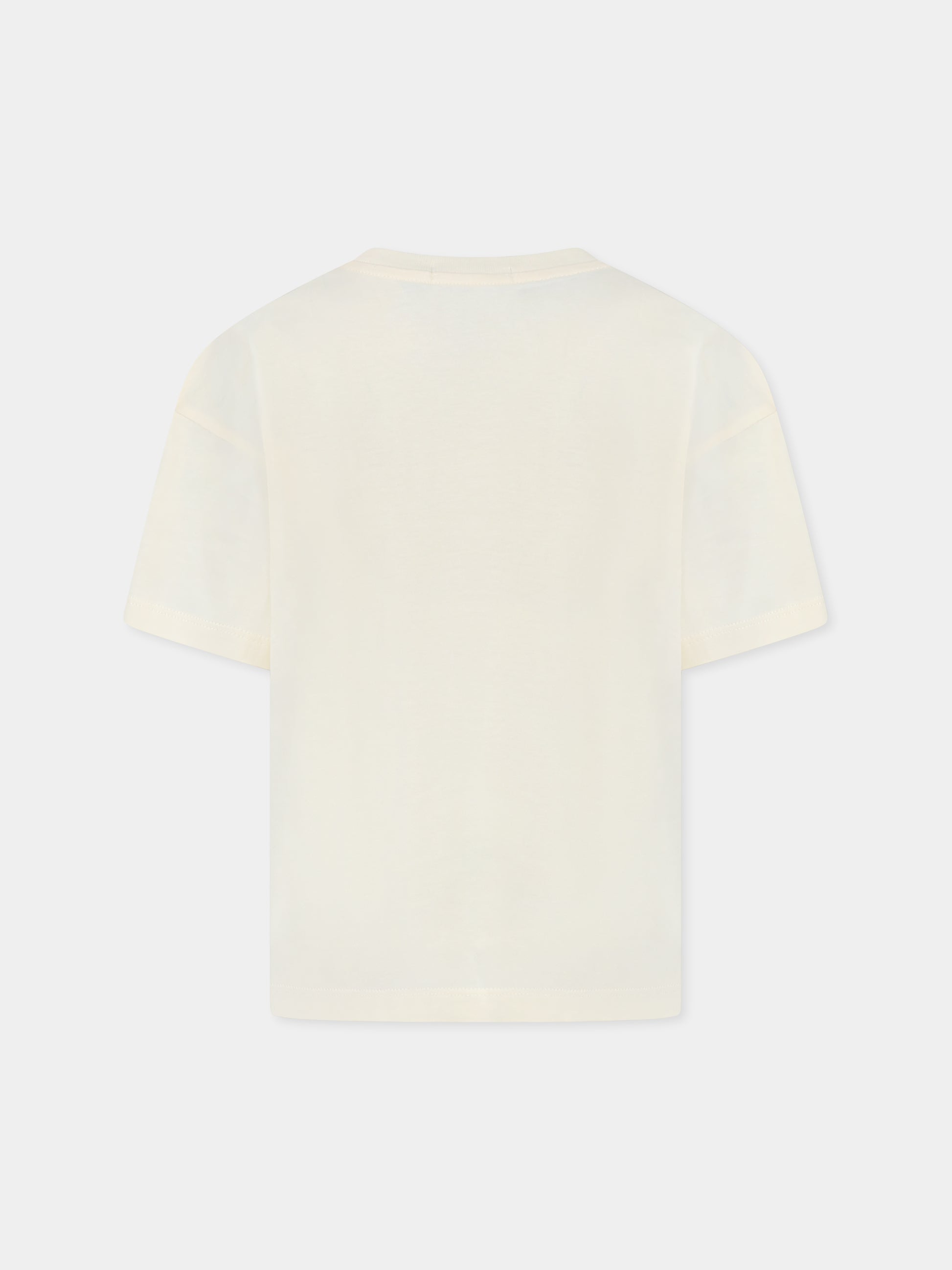 T-shirt beige per bambina con logo,Calvin Klein Kids,IG0IG02136 YAB