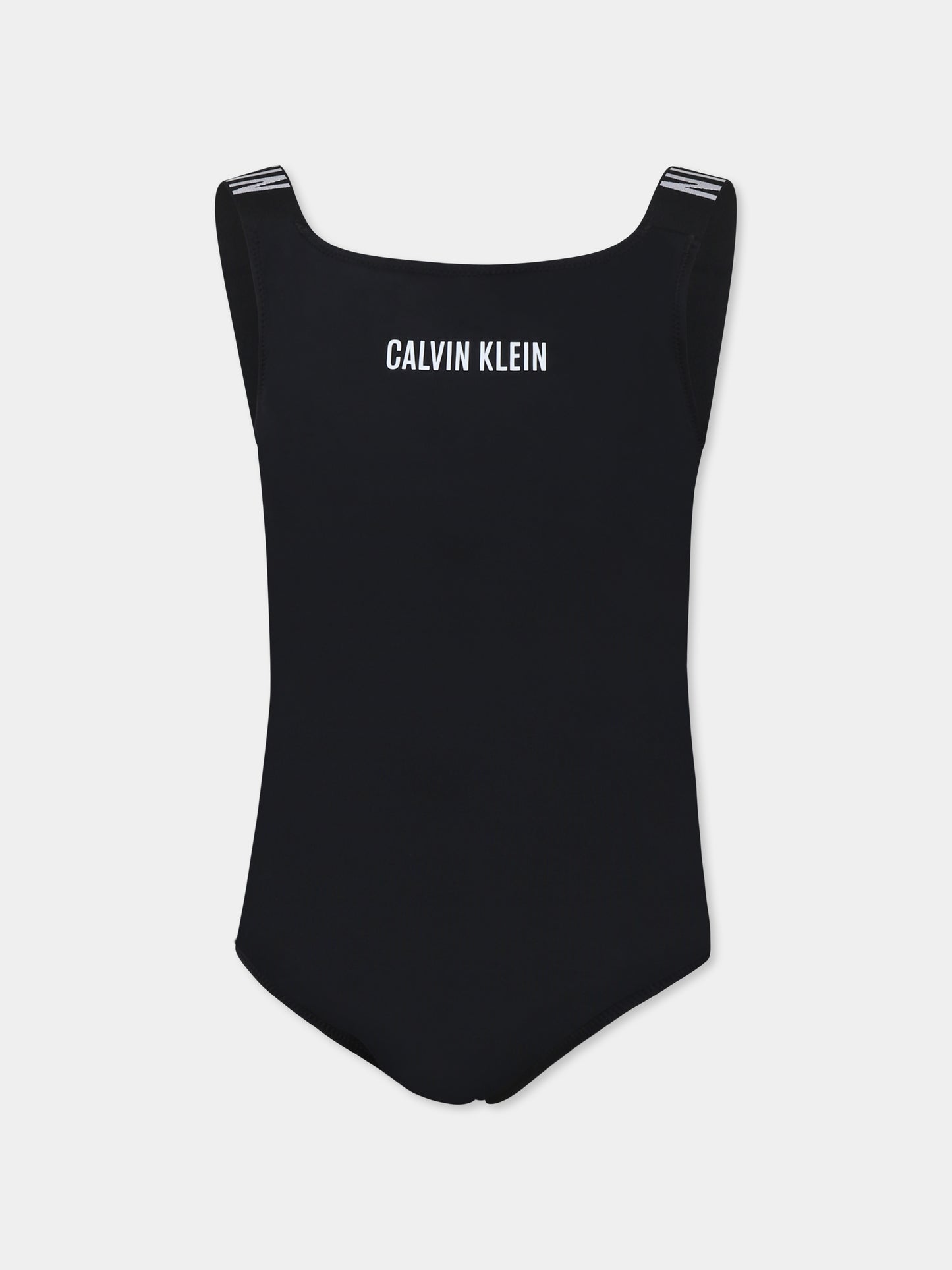 Costume intero nero per bambina con logo,Calvin Klein Kids,KY0KY00057 BEH