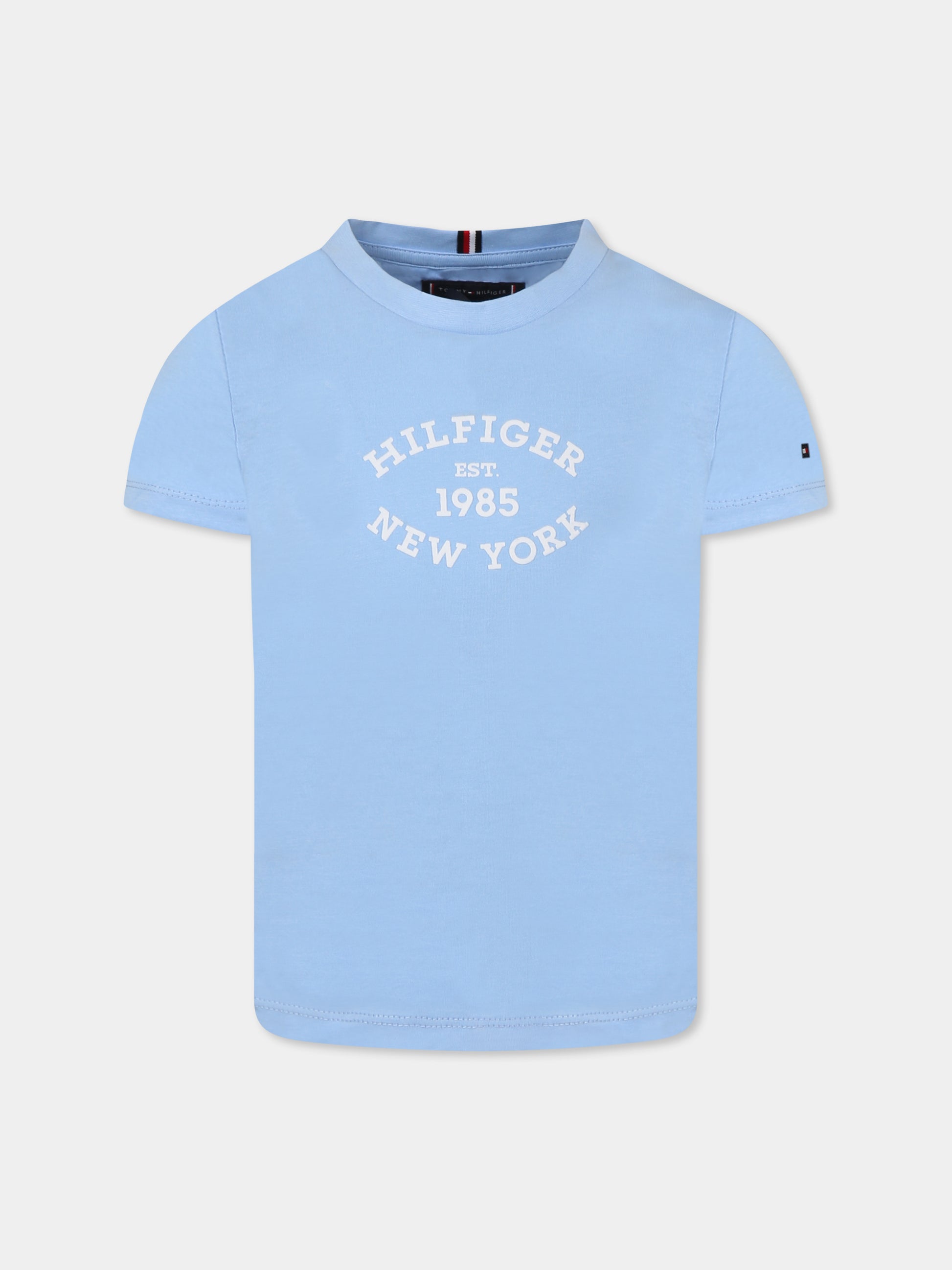 T-shirt celeste per bambino con logo,Tommy Hilfiger Junior,KB0KB08658 C1Z