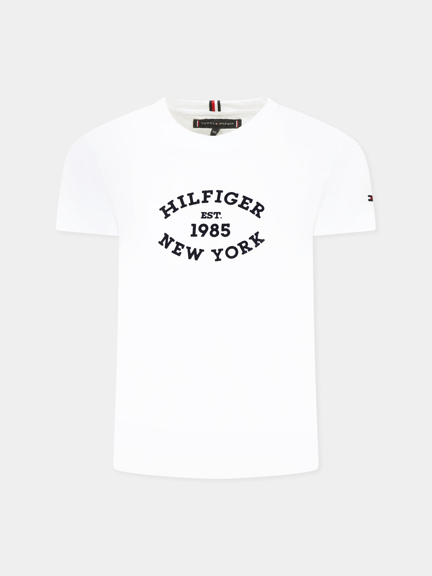 T-shirt bianca per bambino con logo,Tommy Hilfiger Junior,KB0KB08658 YBR