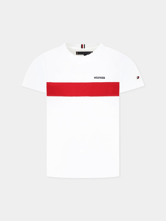 T-shirt blanc pour garçon avec logo