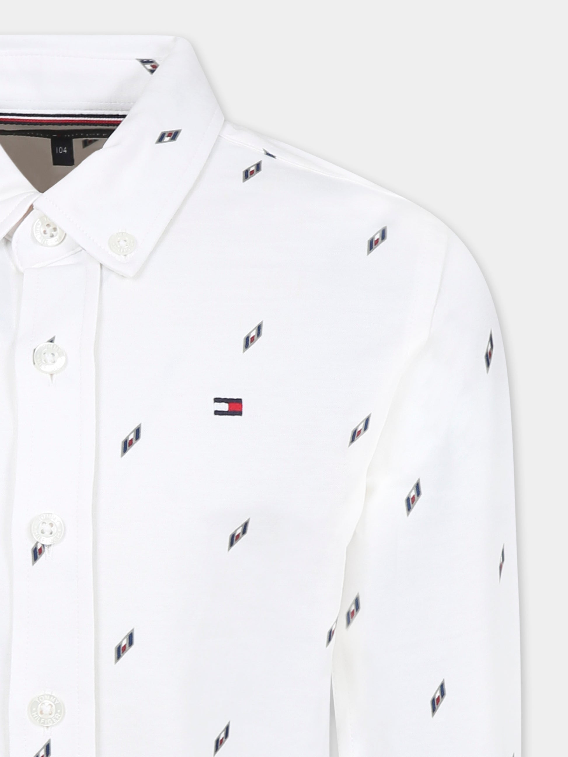 Camicia bianca per bambino con bandierina all over,Tommy Hilfiger Junior,KB0KB09267 YBS
