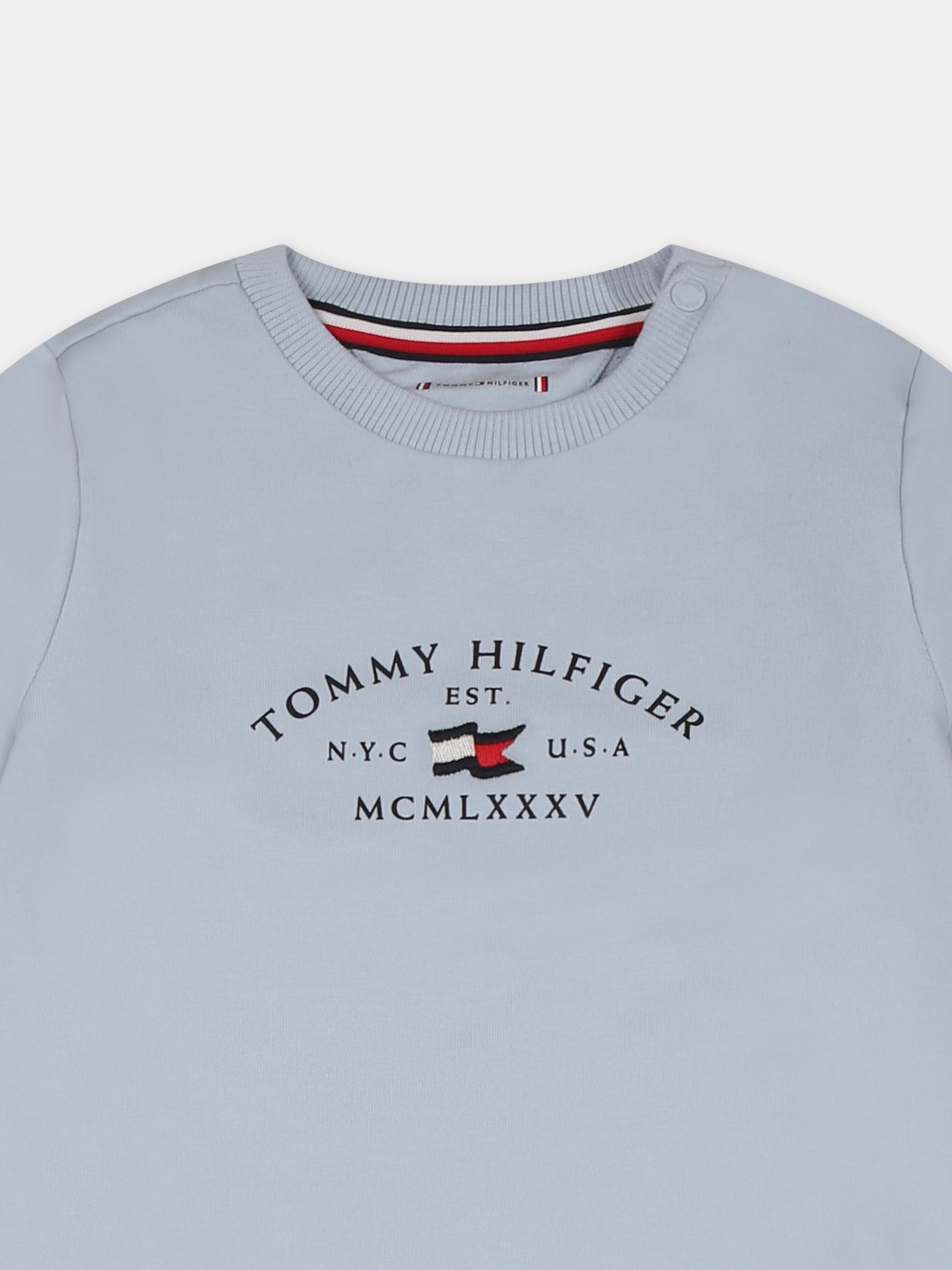 Completo celeste per neonato con logo e bandierina,Tommy Hilfiger Junior,KN0KN01939 C1O