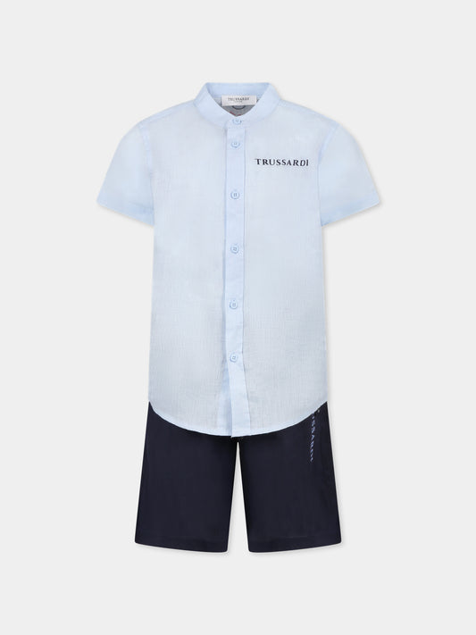 Completo azzurro per bambino con logo,Trussardi Junior,TBP25013CL AZURE DUST