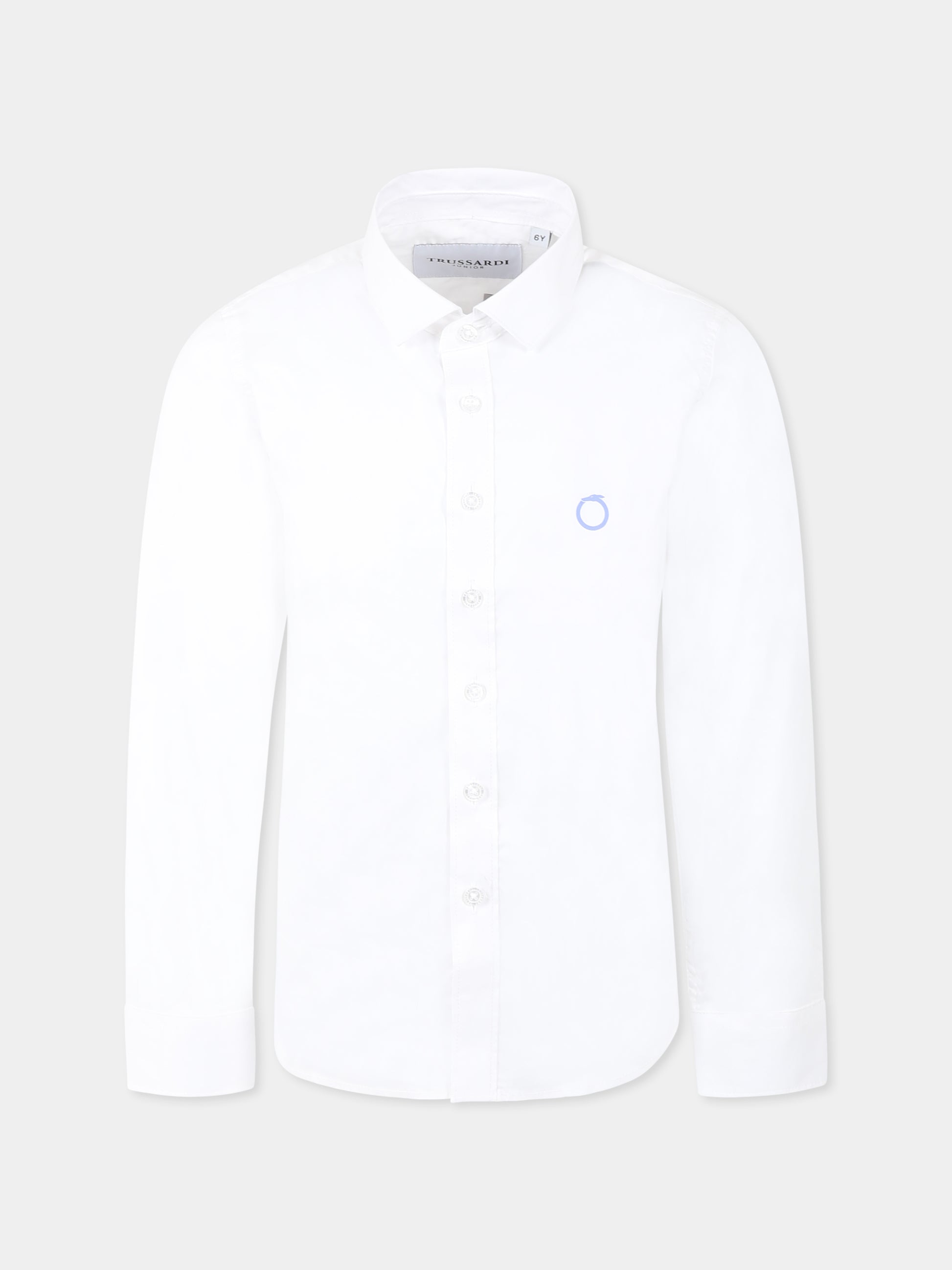 Camicia bianca per bambino con logo,Trussardi Junior,TBP25020CA WHITE