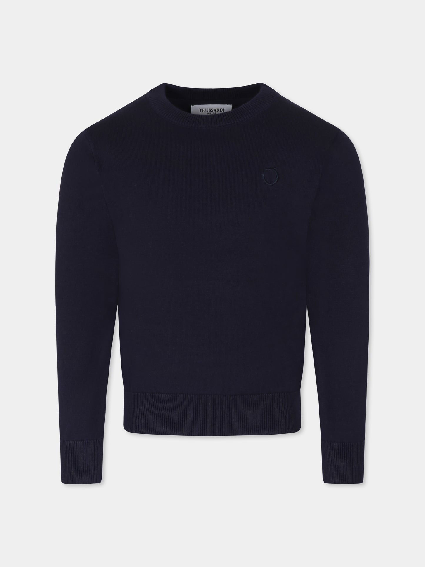 Maglione blu per bambino con logo,Trussardi Junior,TBP25023MA BLUE NAVY
