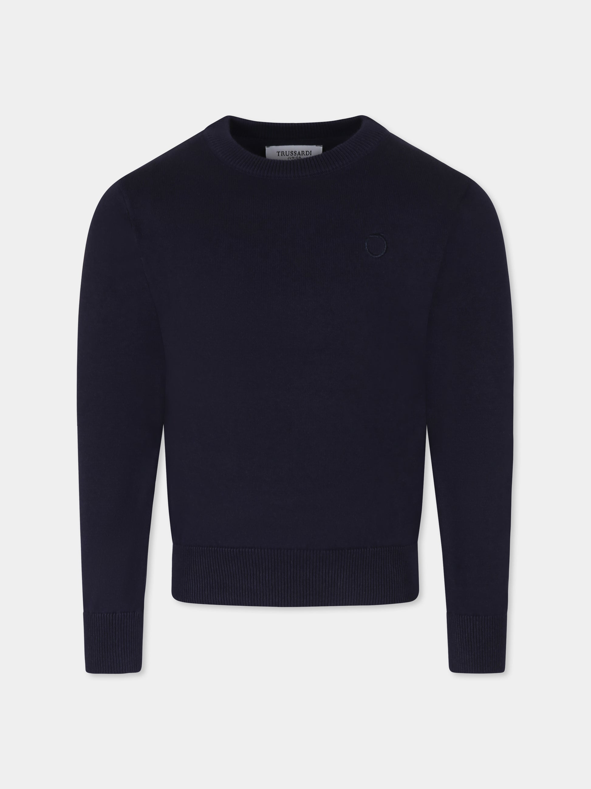 Maglione blu per bambino con logo,Trussardi Junior,TBP25023MA BLUE NAVY