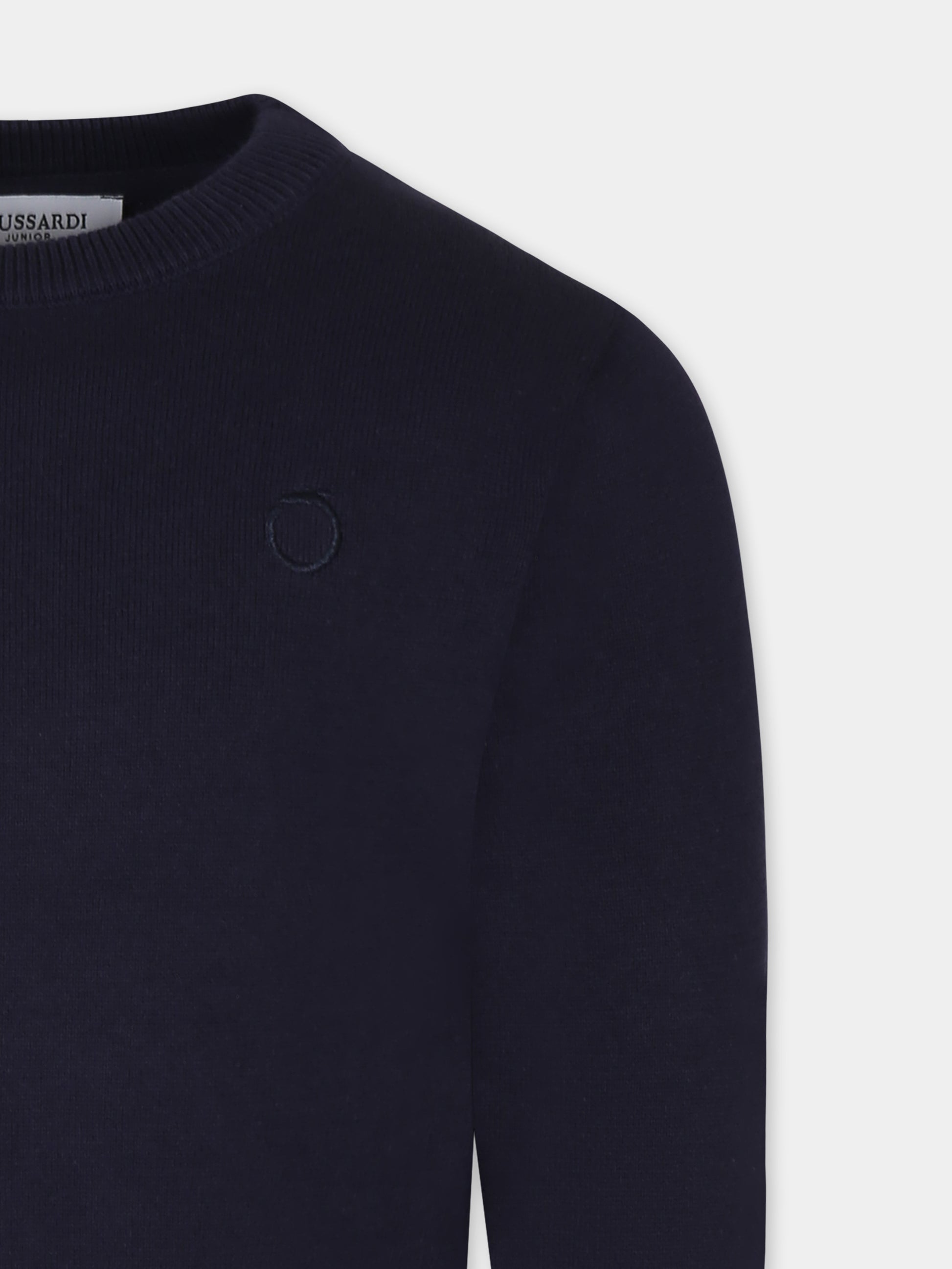 Maglione blu per bambino con logo,Trussardi Junior,TBP25023MA BLUE NAVY