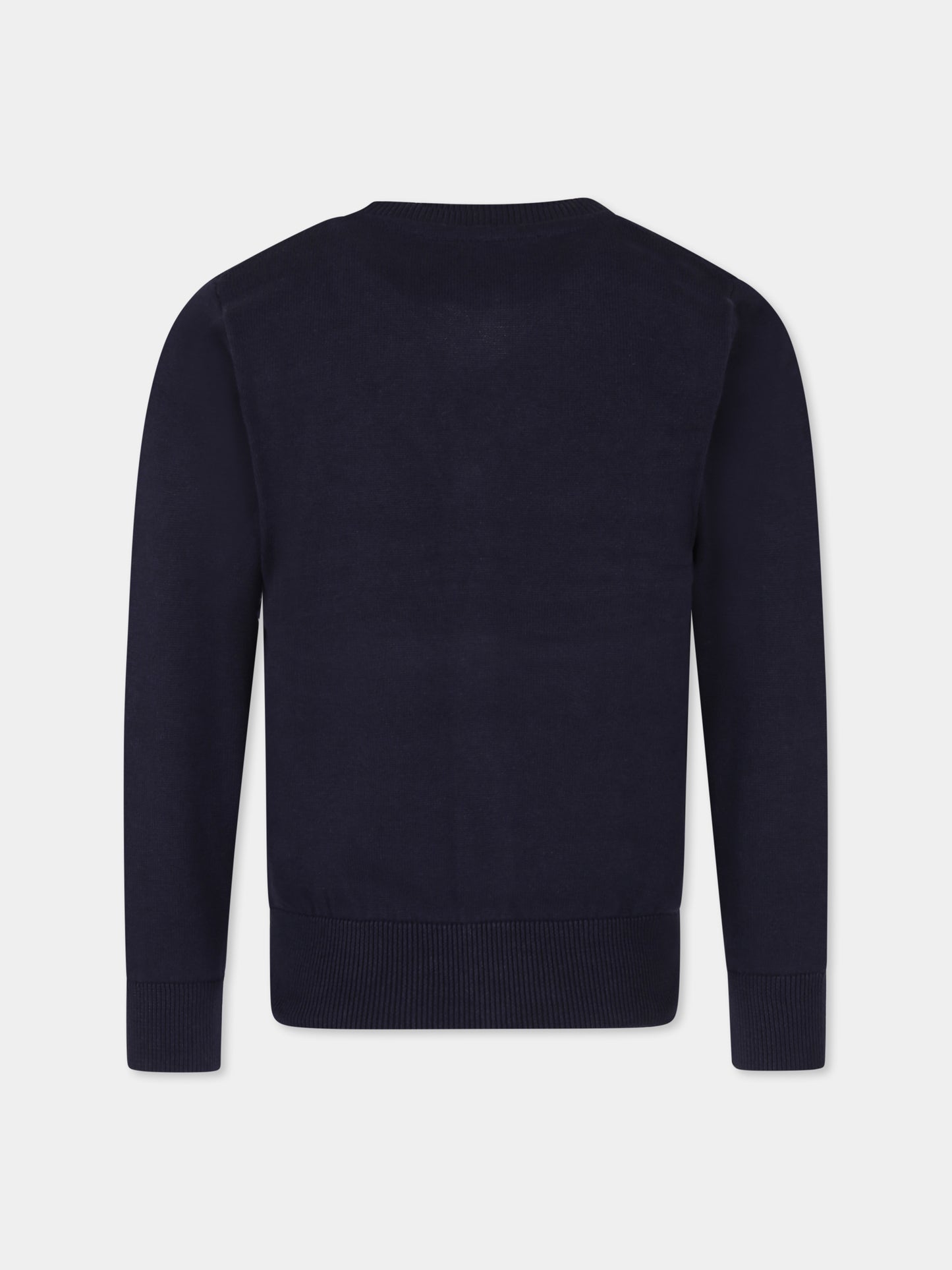 Cardigan blu per bambino con logo,Trussardi Junior,TBP25024CD BLUE NAVY