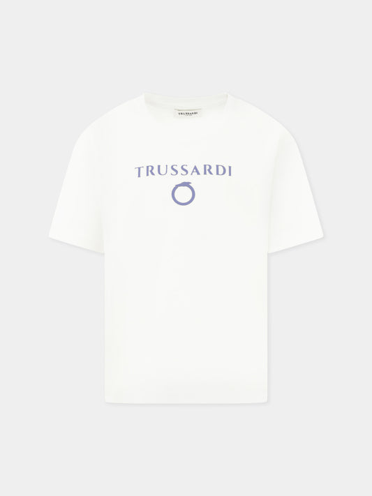 T-shirt blanc pour garçon avec logo