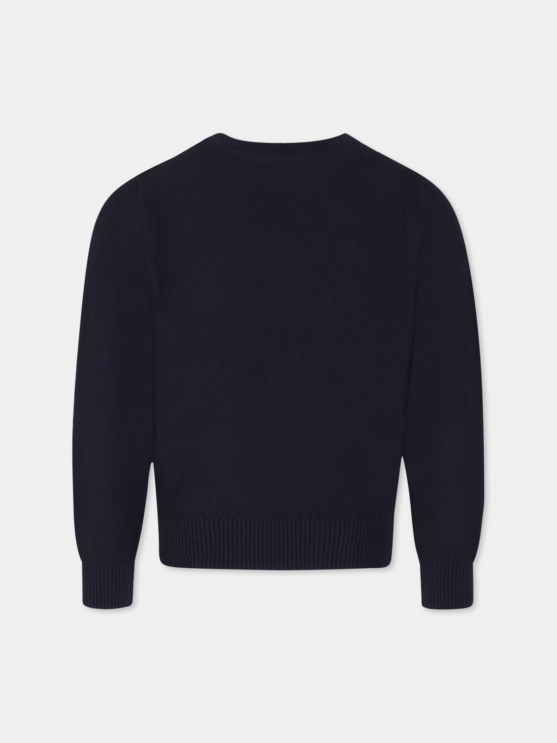 Maglione blu per bambino con logo,Trussardi Junior,TBP25033MA BLUE NAVY