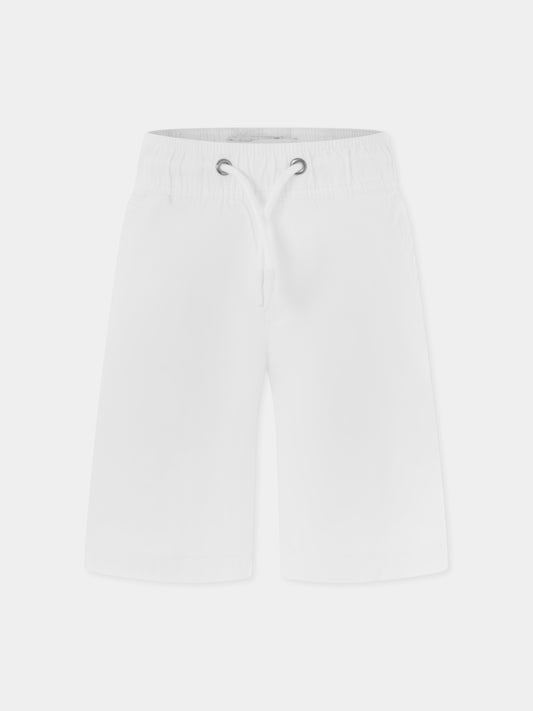 Short blanc pour garçon avec logo