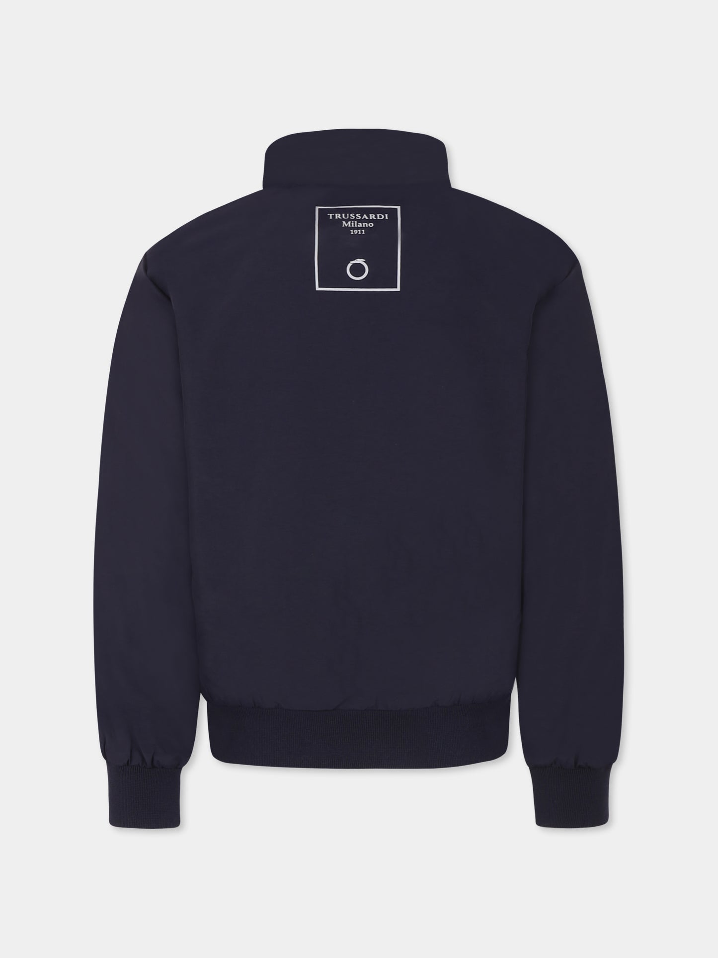 Giubbotto blu per bambino con logo,Trussardi Junior,TBP25088GB BLUE NAVY