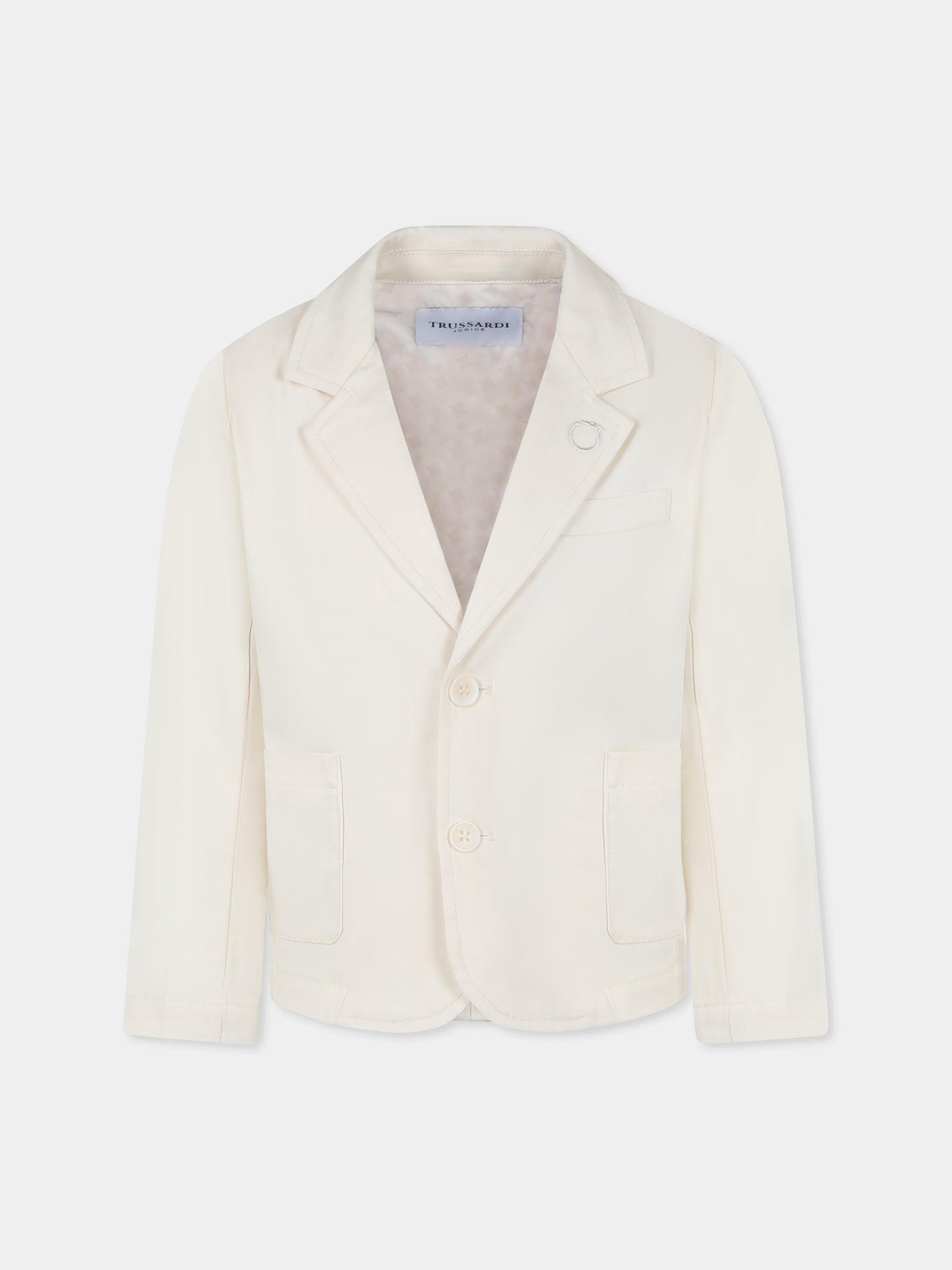 Giacca avorio per bambino con logo,Trussardi Junior,TBP25089GC BUTTER