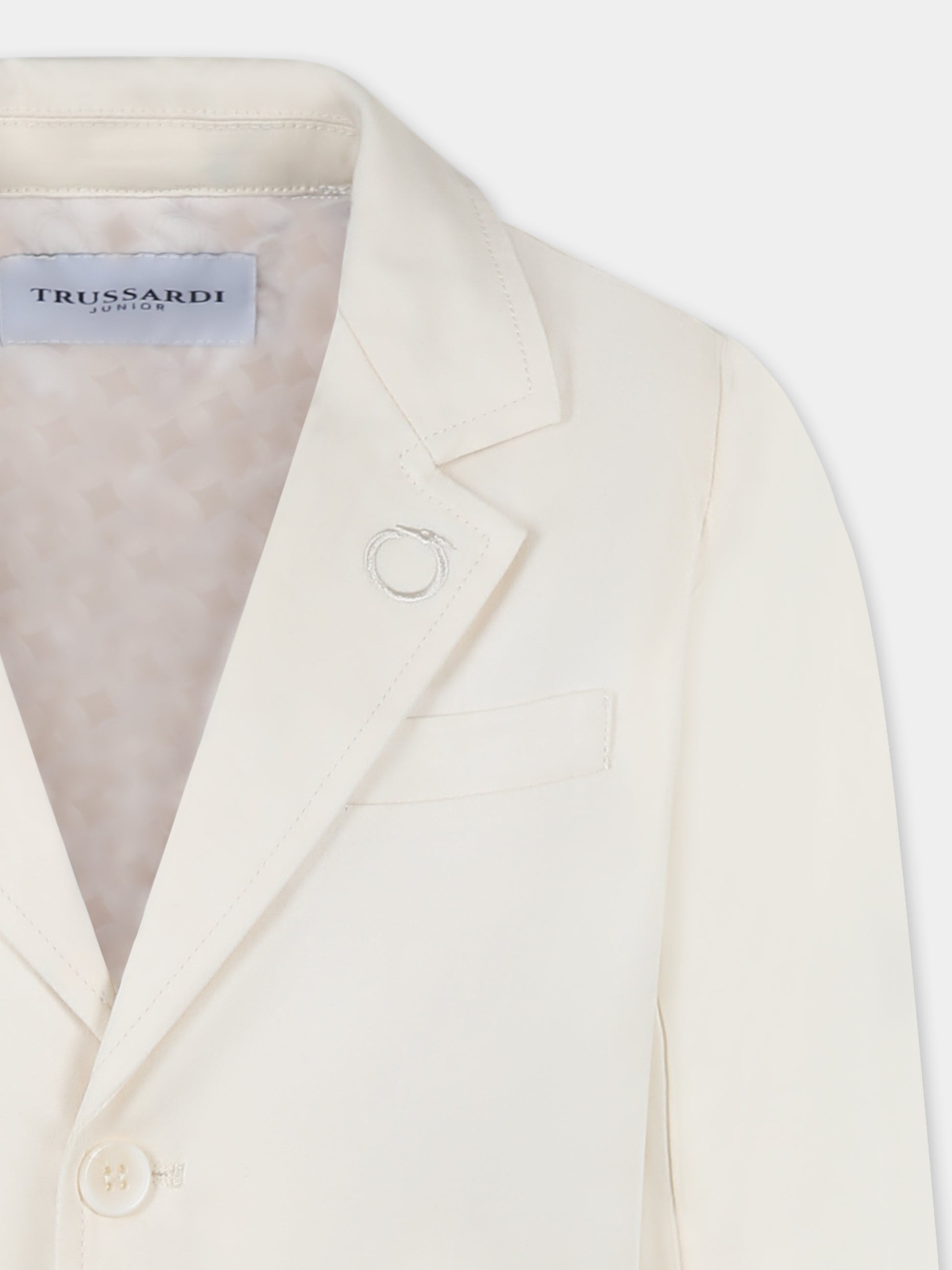Giacca avorio per bambino con logo,Trussardi Junior,TBP25089GC BUTTER